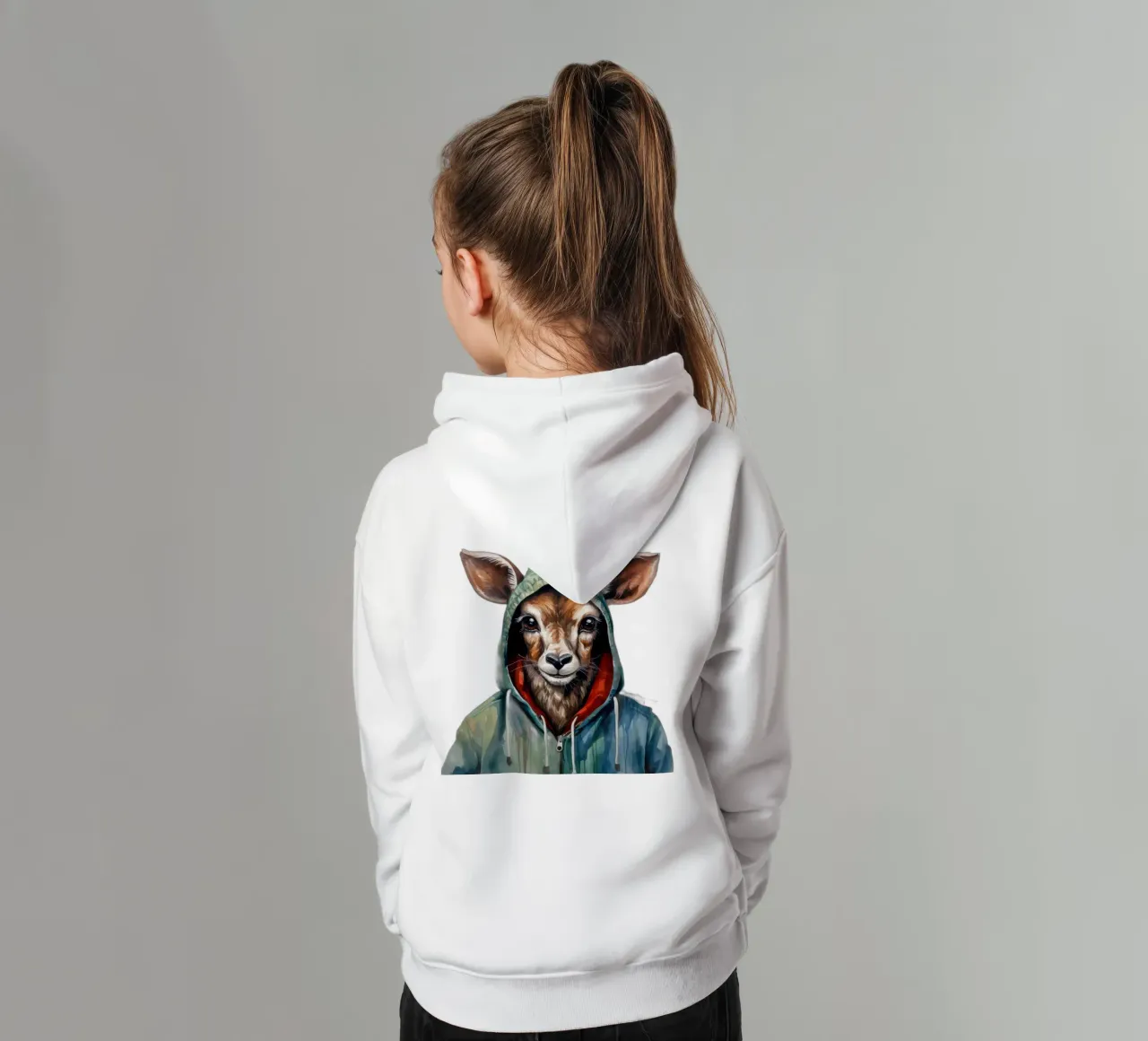 Cartone animato acquerellato Kudu in felpa con cappuccio felpa bambino con cappuccio da Animal Portraits