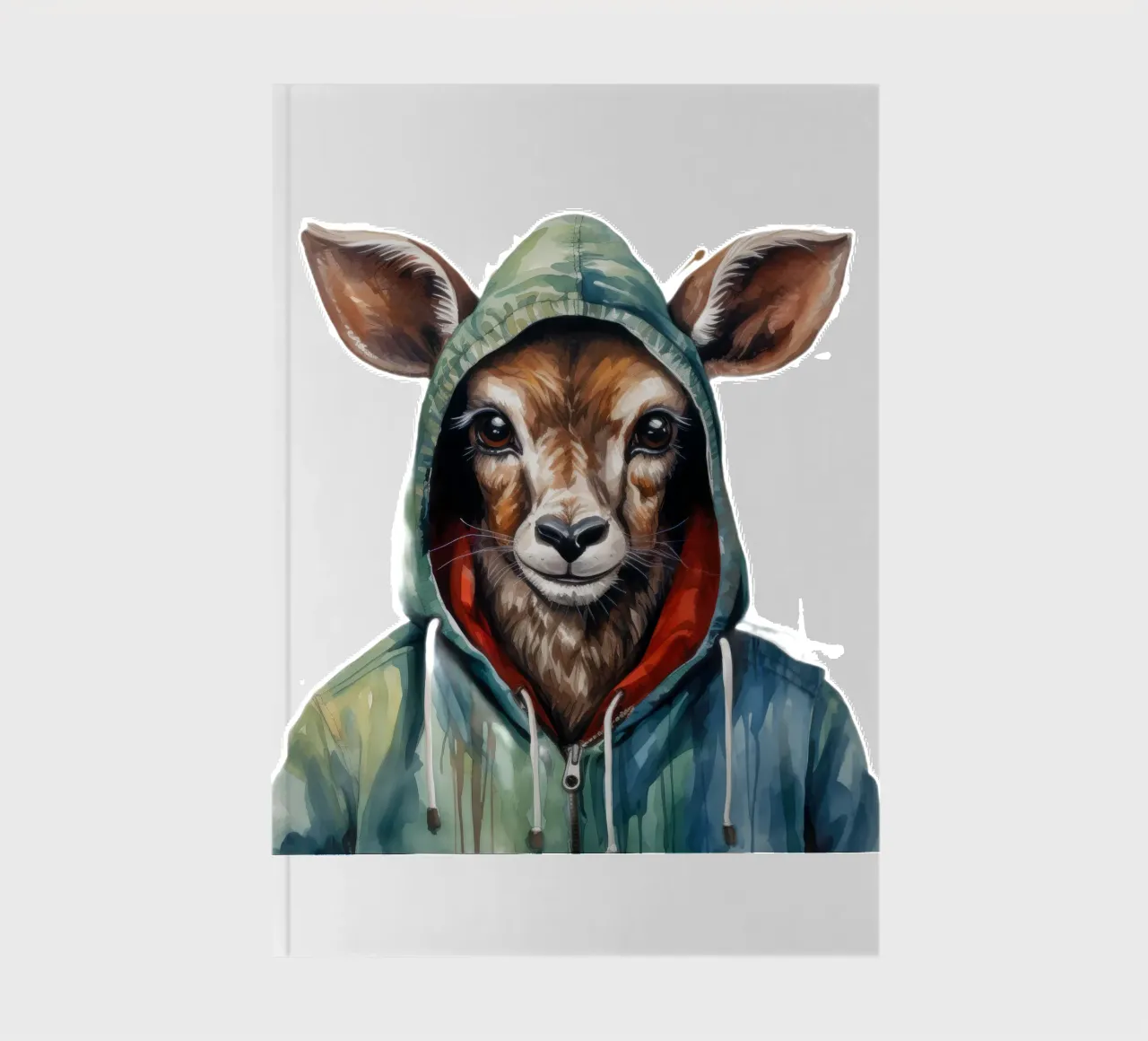 Cartone animato acquerellato Kudu in felpa con cappuccio diario da Animal Portraits