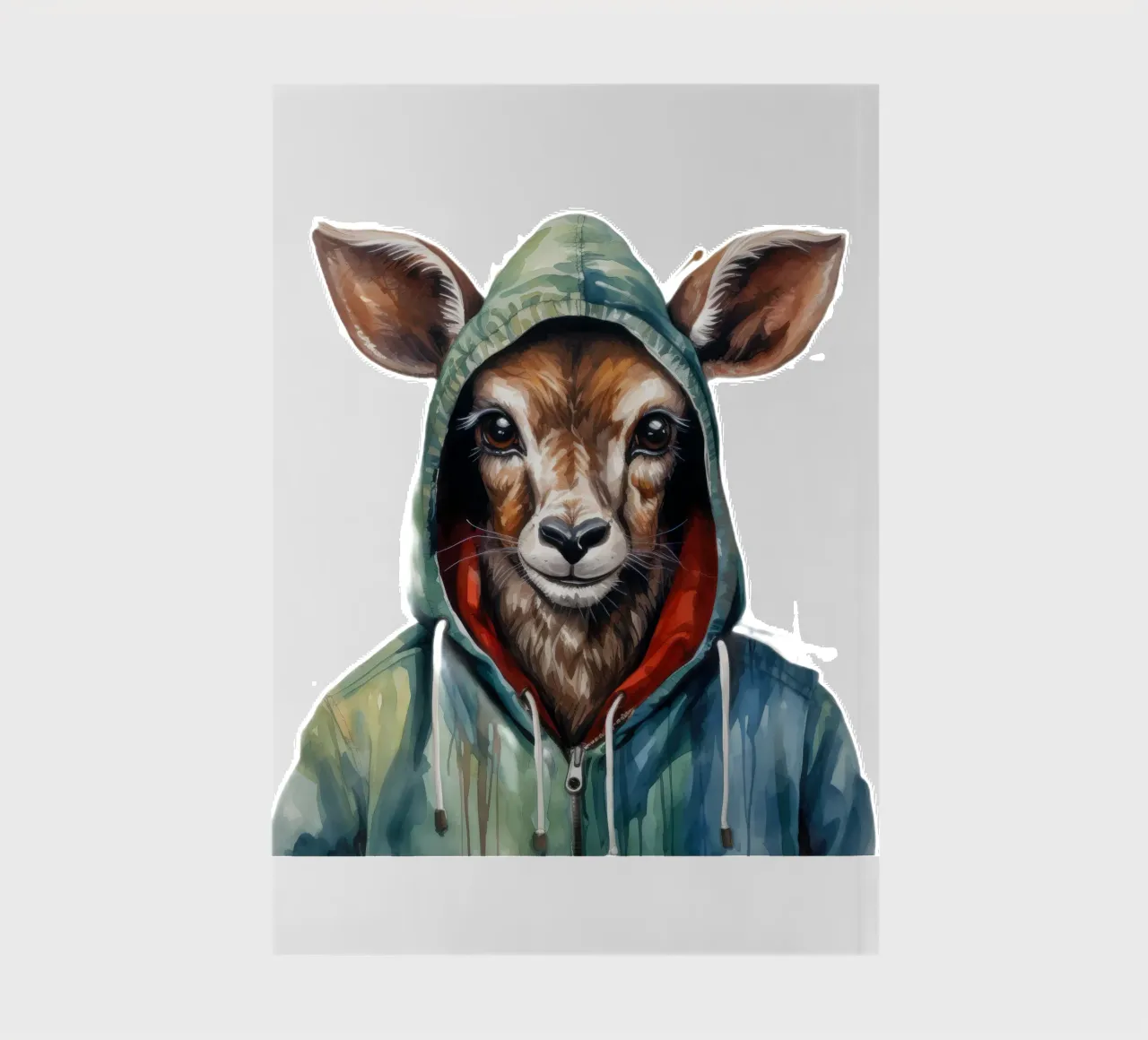 Cartone animato acquerellato Kudu in felpa con cappuccio diario da Animal Portraits