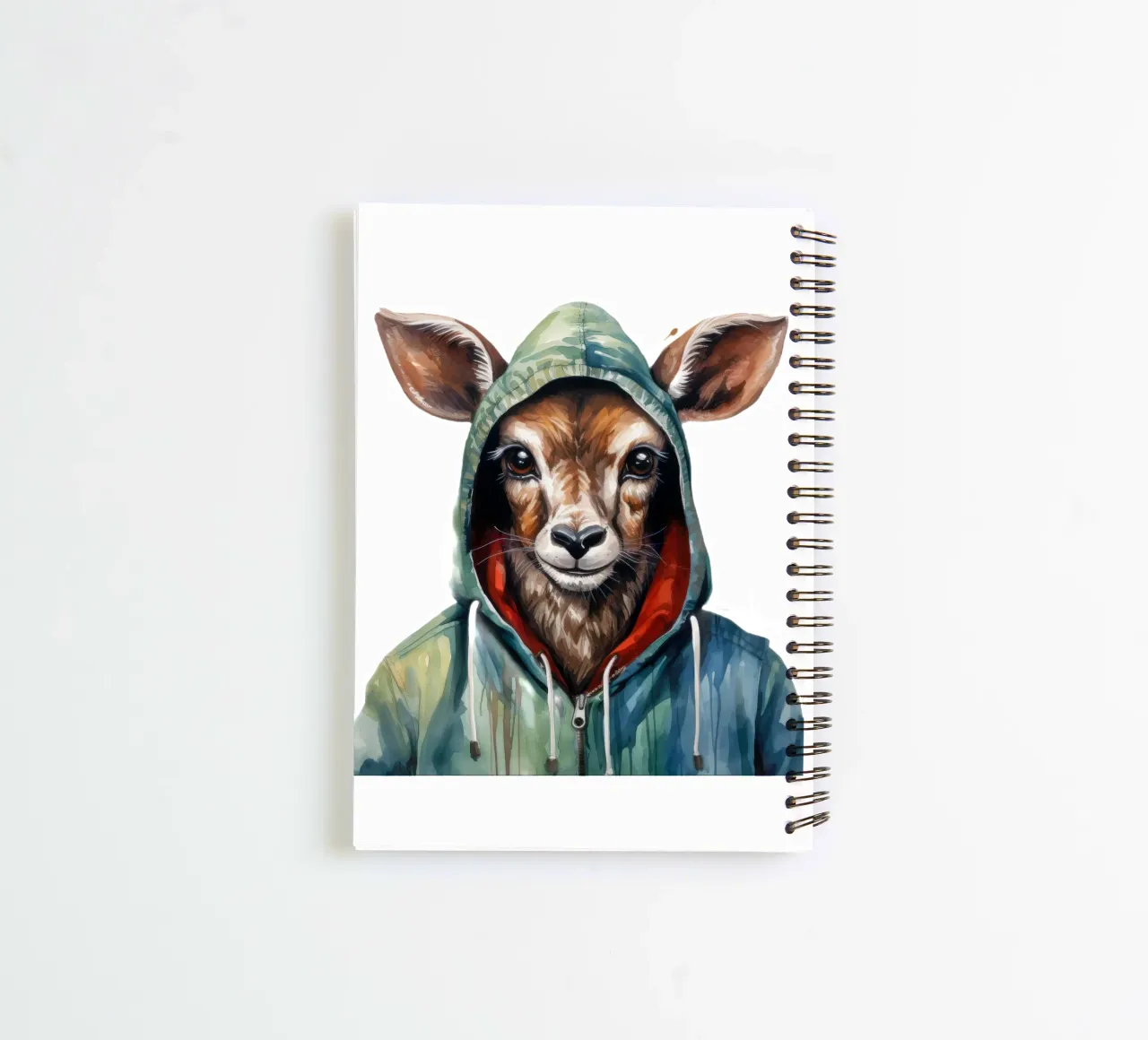 Cartone animato acquerellato Kudu in felpa con cappuccio diario ad anelli da Animal Portraits