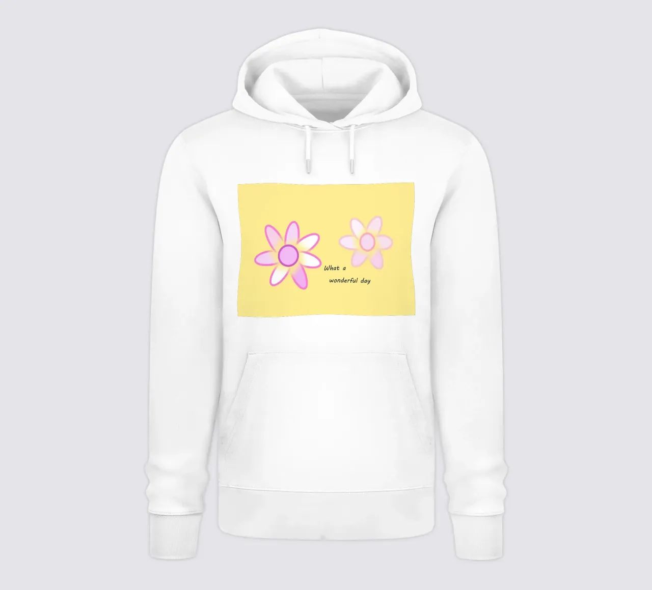 Due fiori rosa su sfondo giallo con testo felpa con cappuccio da Something for you
