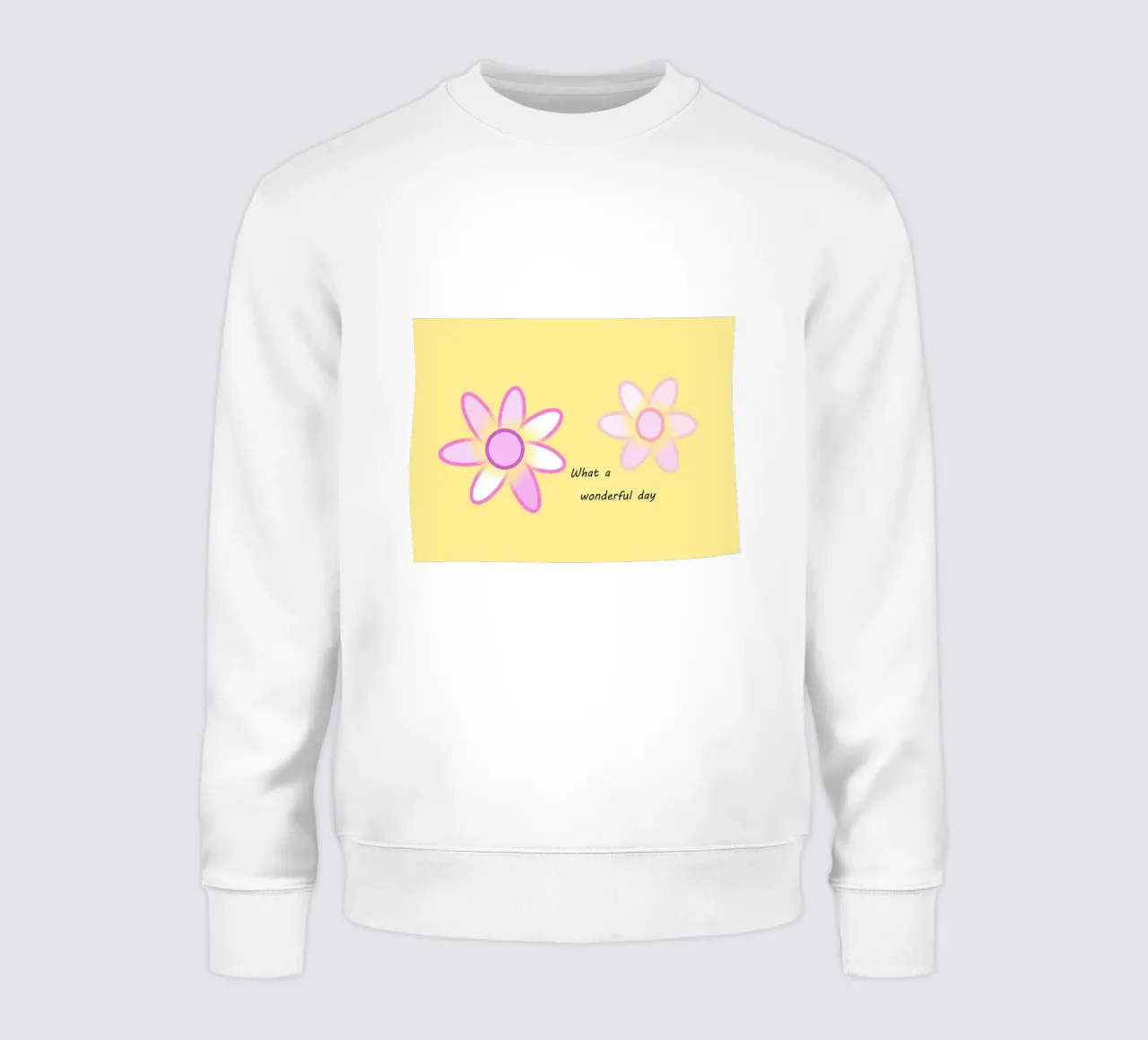 Due fiori rosa su sfondo giallo con testo felpa da Something for you