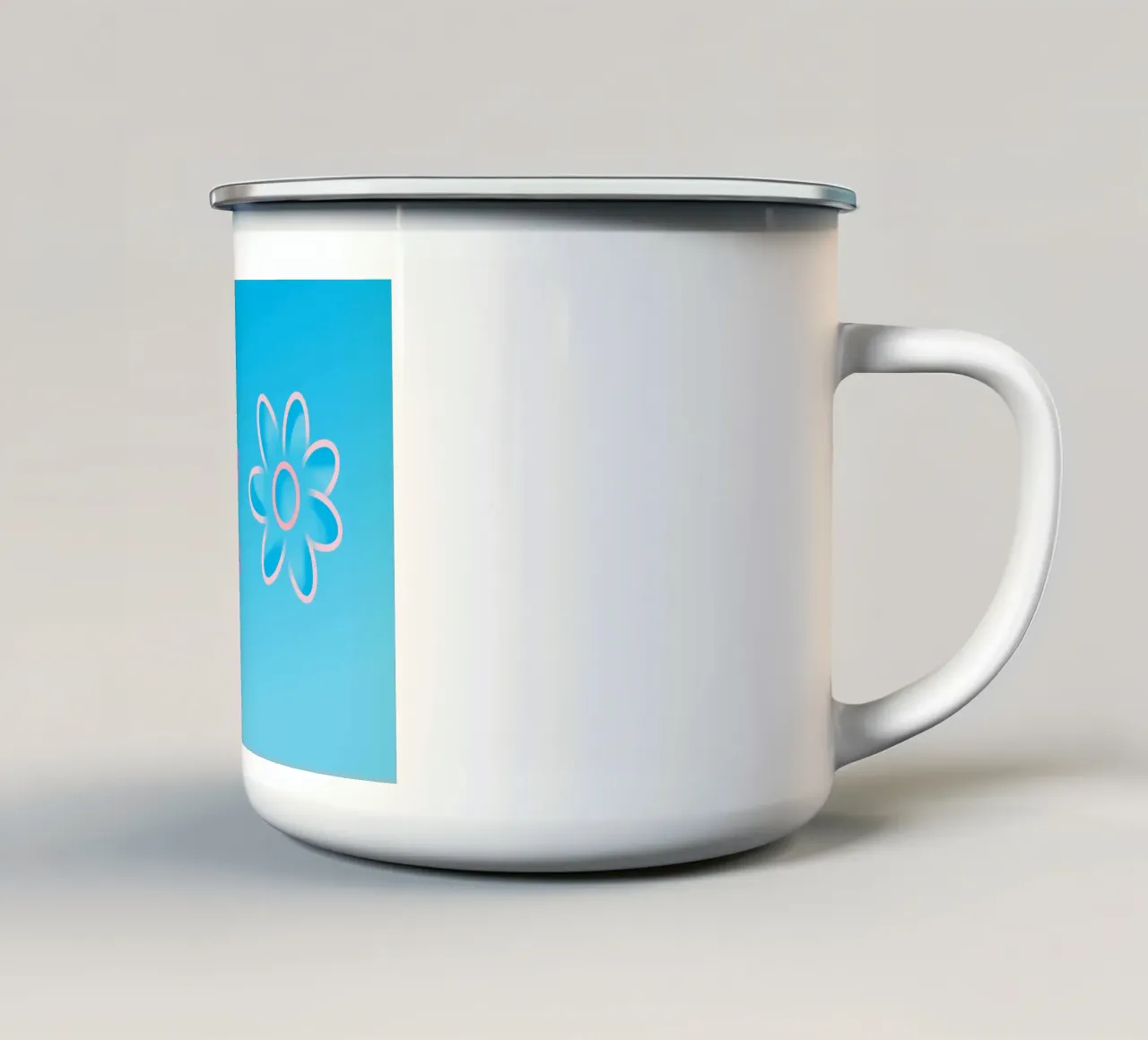 Due fiori rosa su sfondo blu tazza in smalto da Something for you