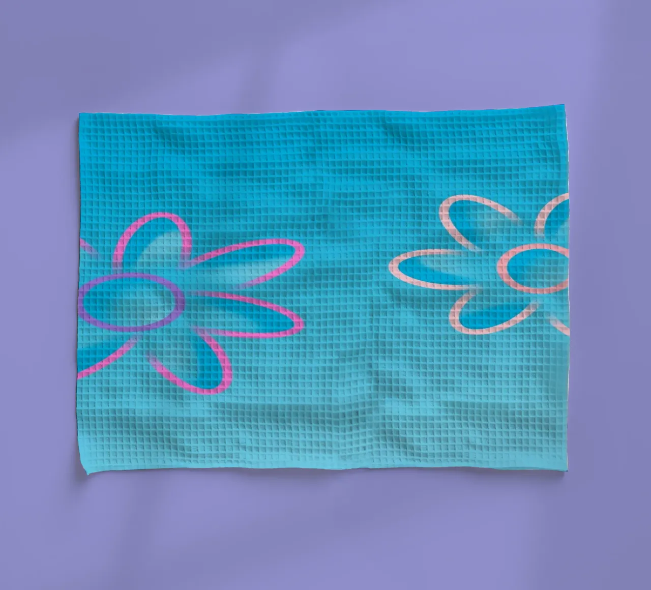 Deux fleurs roses sur fond bleu torchon de Something for you