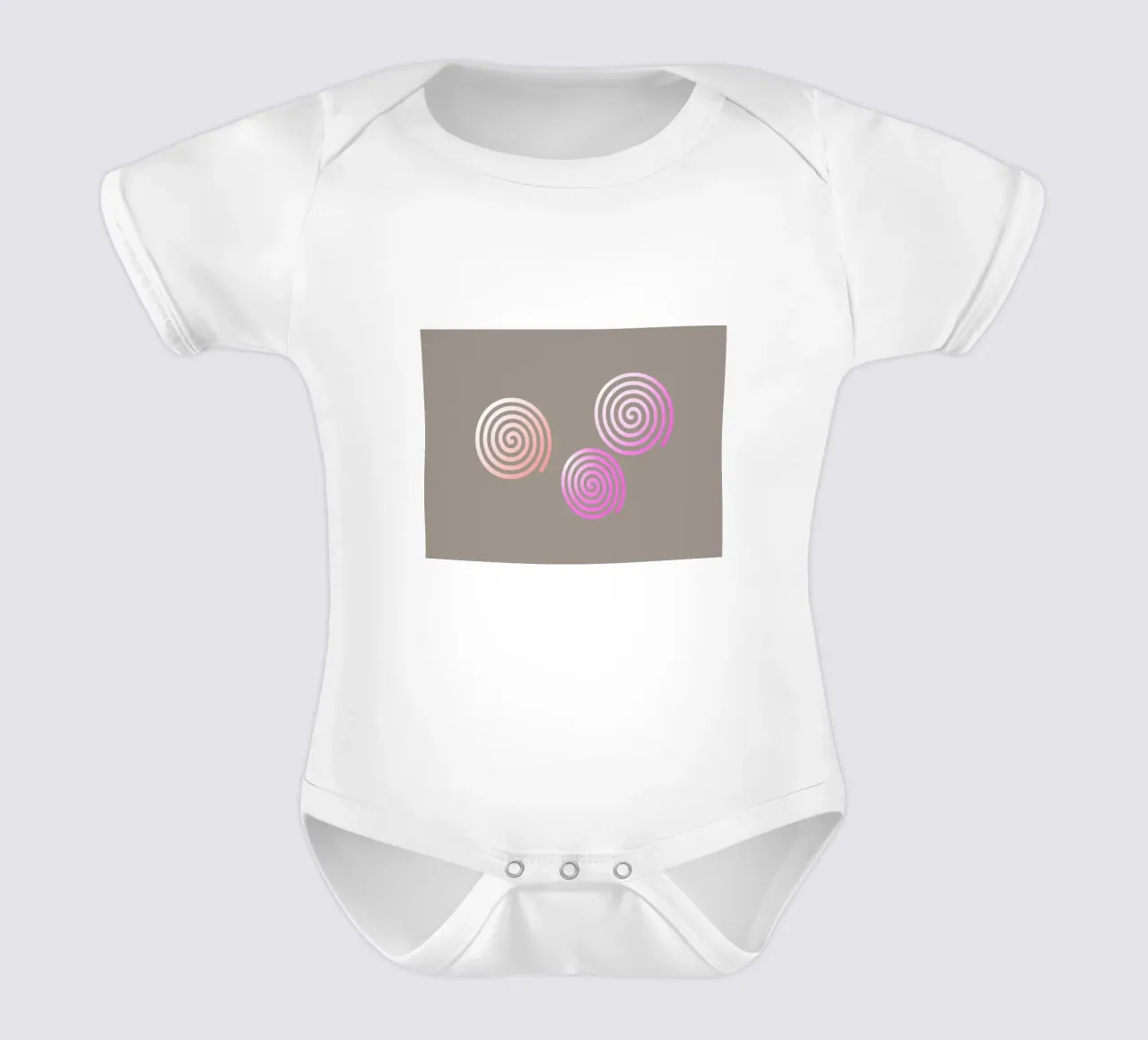 Drei pinke Spiralen auf grauem Hintergrund Kurzarm Babybody von Something for you