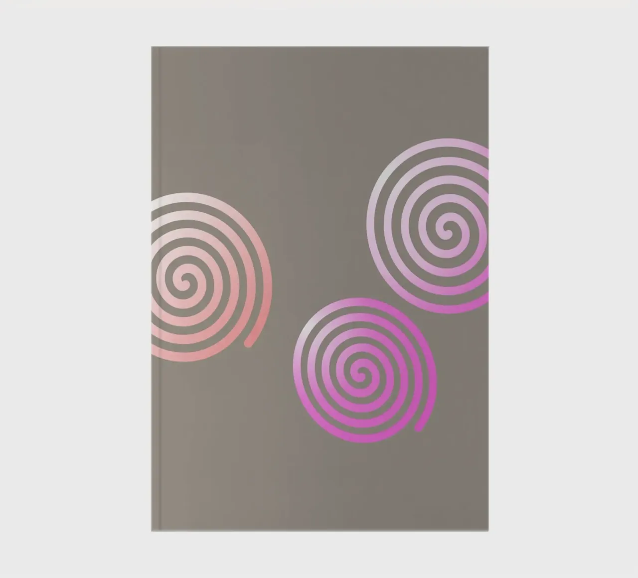 Three pink spirals on a grey background notebook by Something for you