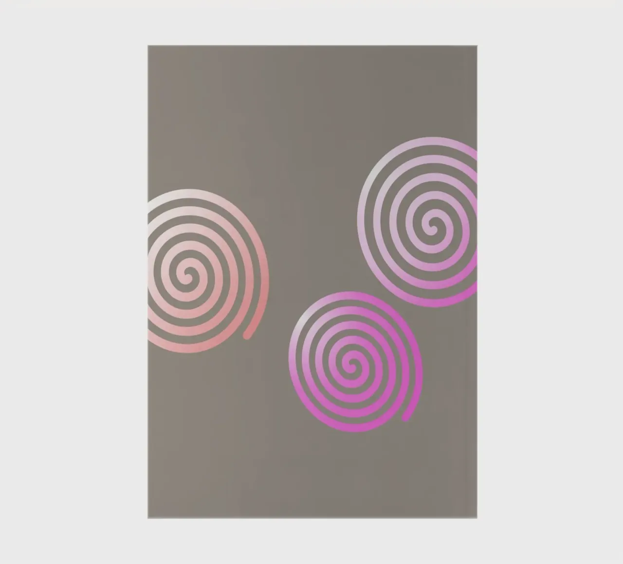Three pink spirals on a grey background notebook by Something for you