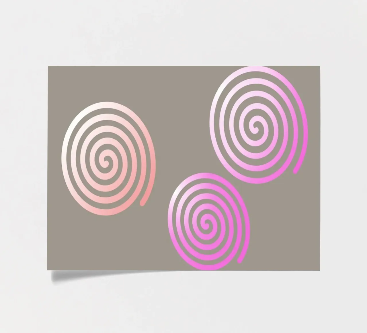Drei pinke Spiralen auf grauem Hintergrund Stickerbogen von Something for you