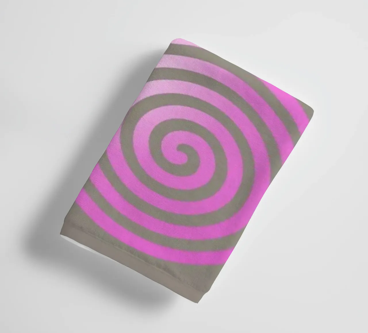Three pink spirals on a grey background towel by Something for you