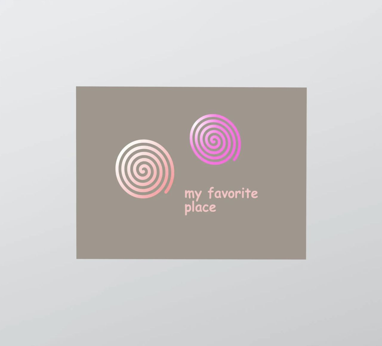 Deux spirales roses sur fond gris avec texte autocollant de Something for you