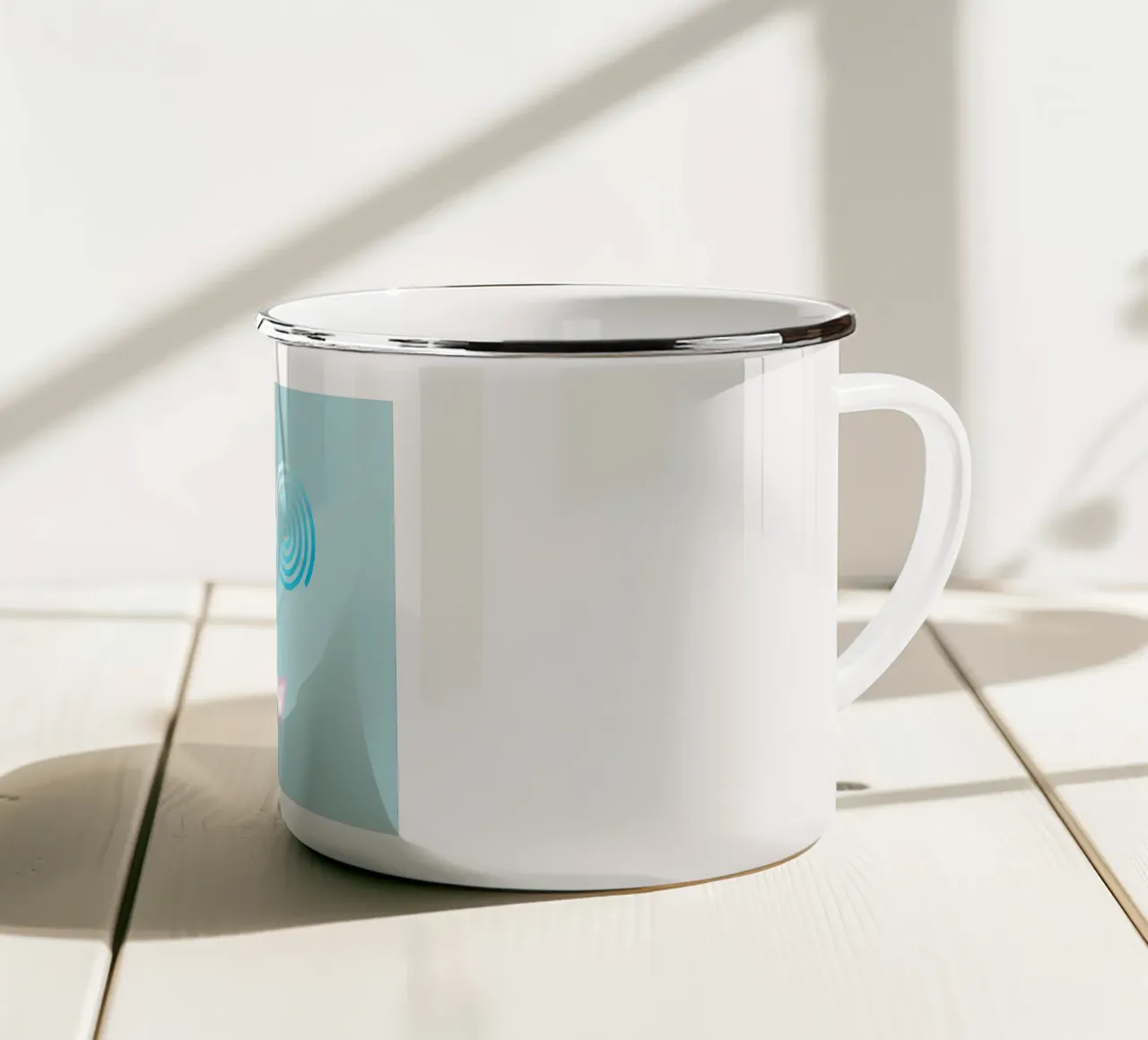 Forme geometriche astratte blu e rosa tazza in smalto da Something for you