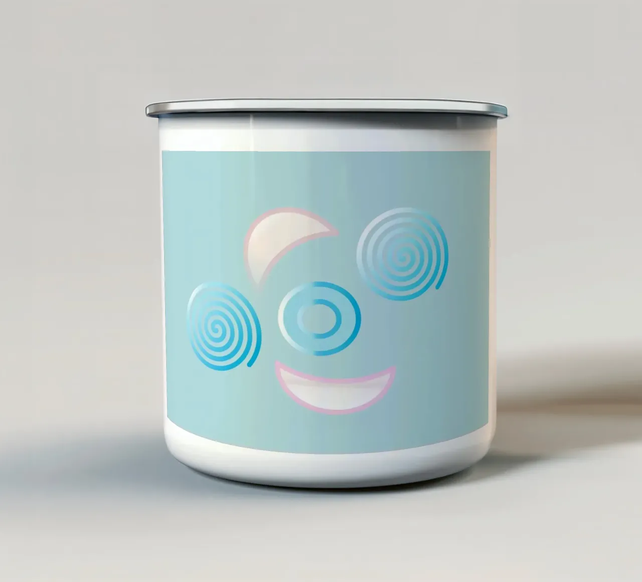 Forme geometriche astratte blu e rosa tazza in smalto da Something for you