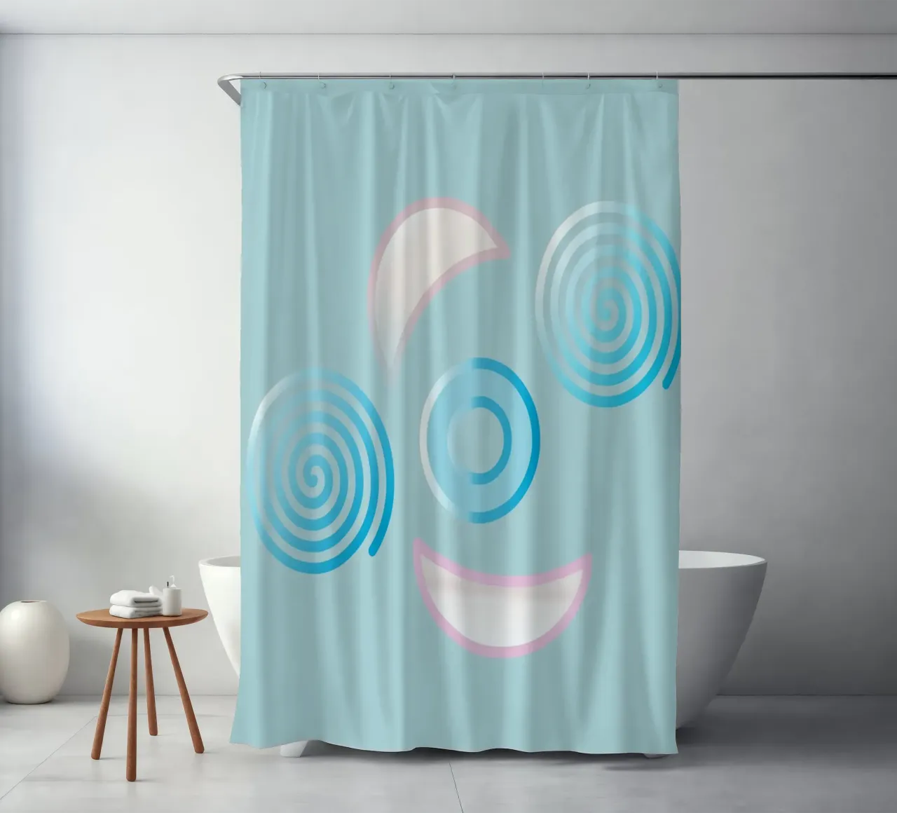 Forme geometriche astratte blu e rosa tenda da doccia da Something for you