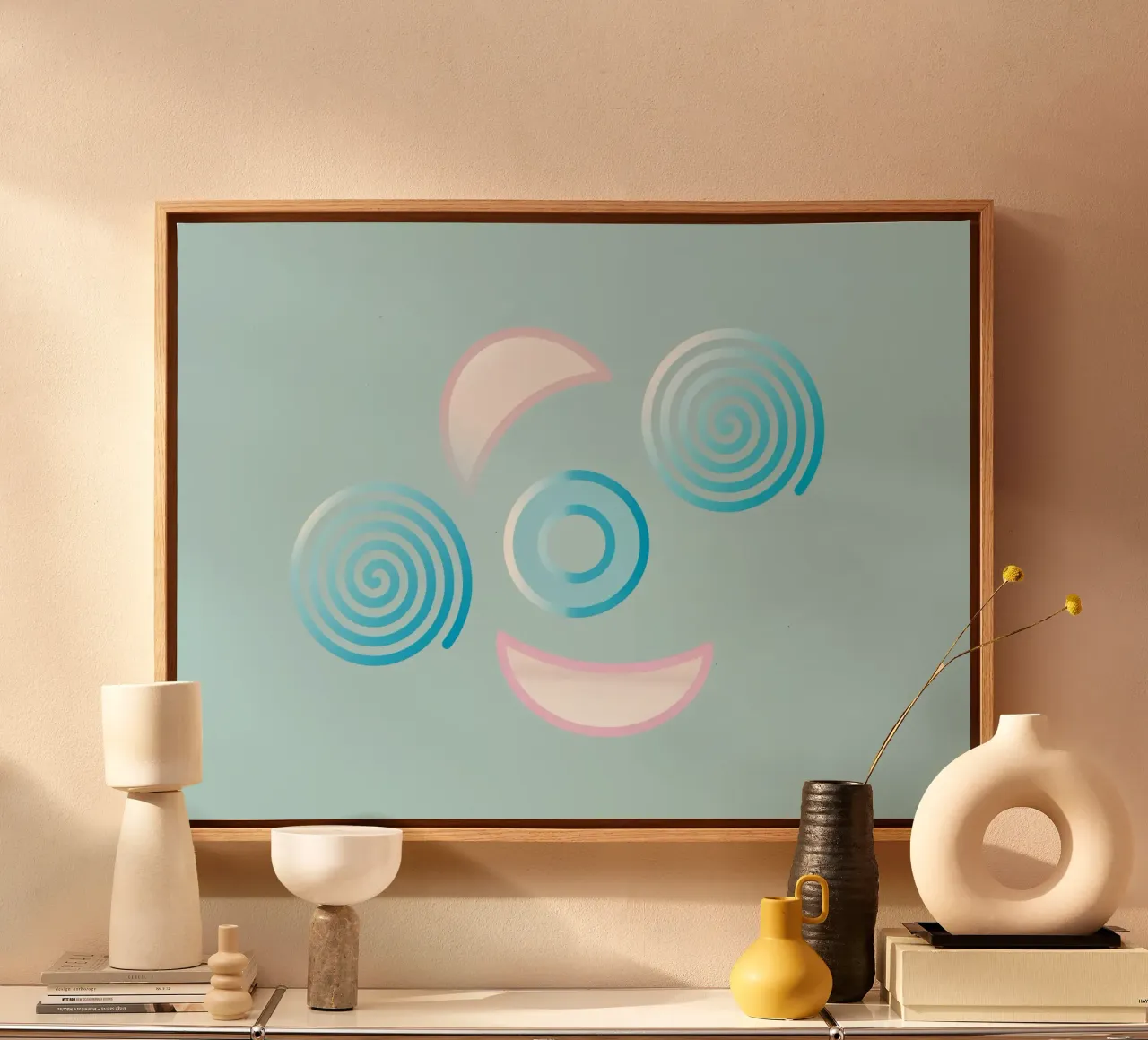 Forme geometriche astratte blu e rosa tela da Something for you