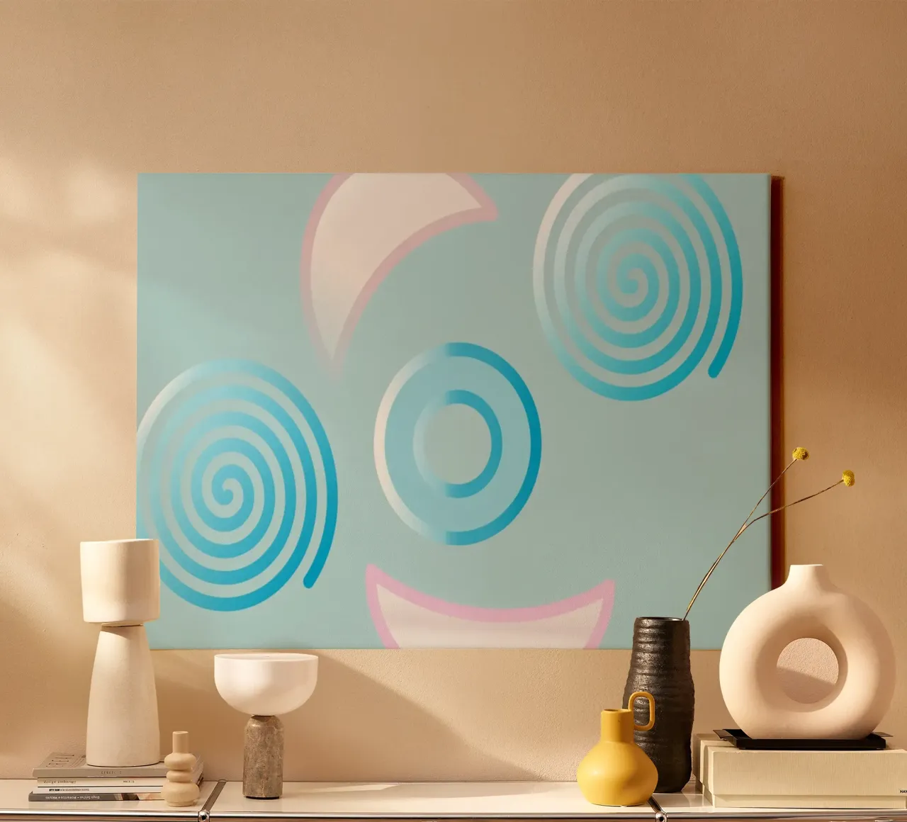 Forme geometriche astratte blu e rosa tela da Something for you