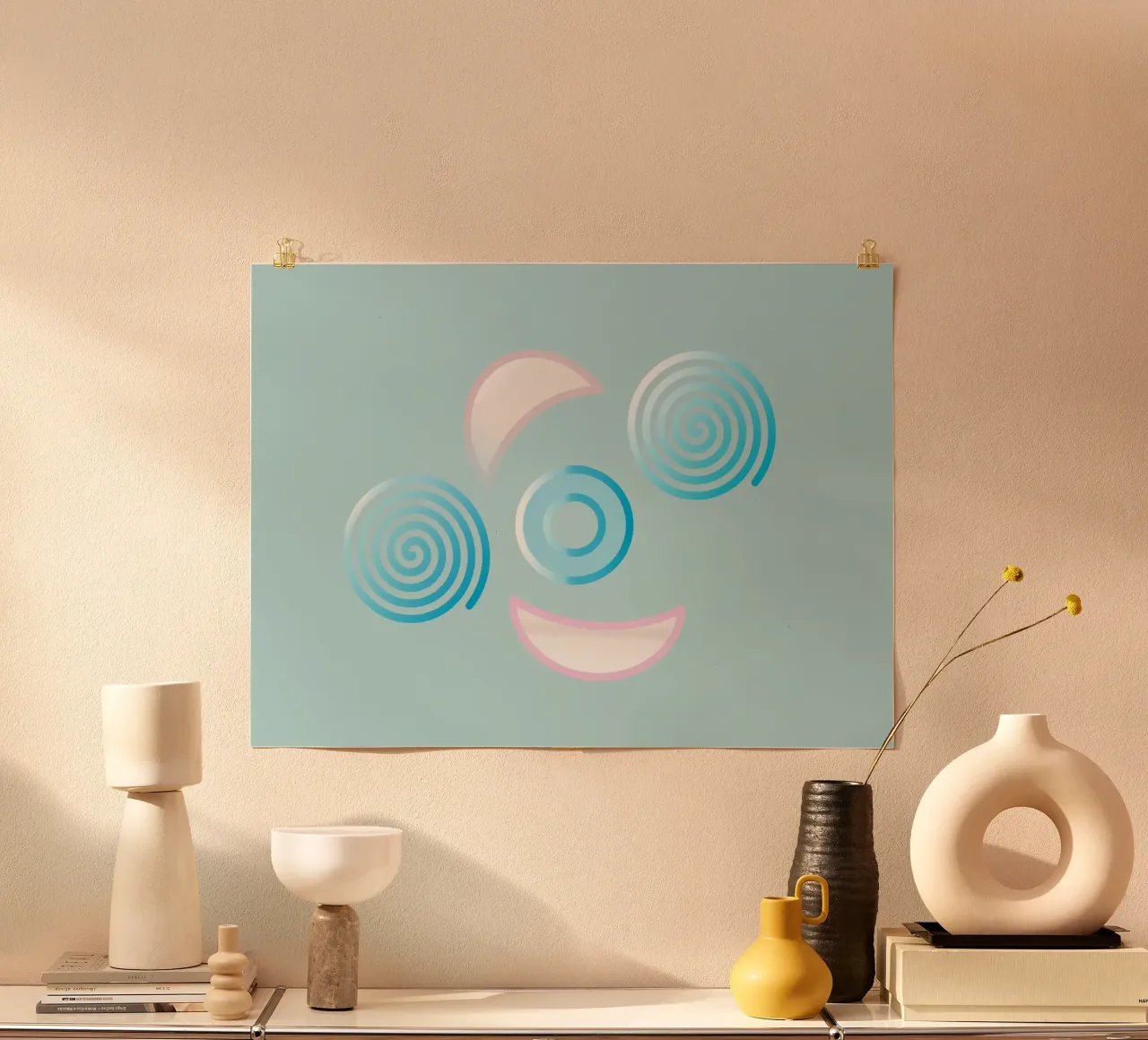 Forme geometriche astratte blu e rosa carta hahnemühle da Something for you