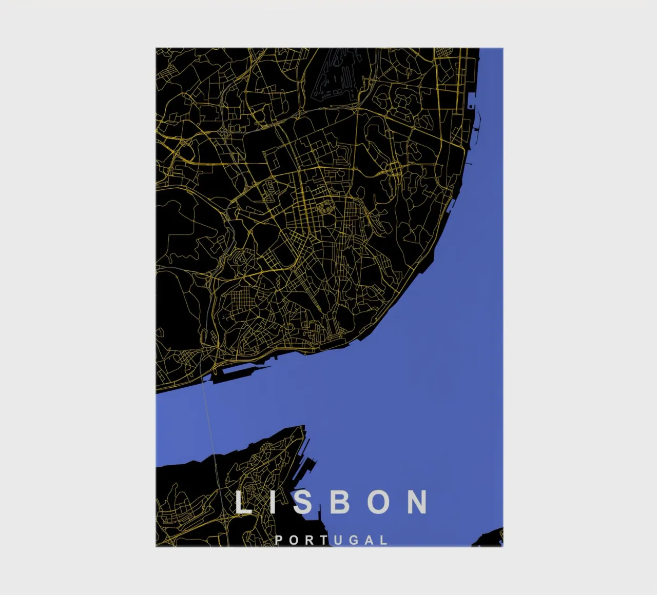 Lisbona Portogallo - Mappa della città in nero e oro diario da Cartographers Library