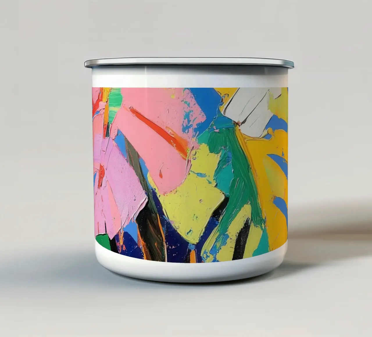 Monstera Multicolore tazza in smalto da La Collagerie