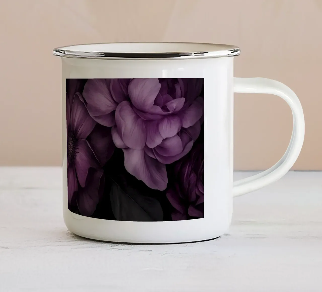 Rosa fucsia malva Opulento Giardino Gotico Grandeur tazza in smalto da Andrea Haase Floral Passion