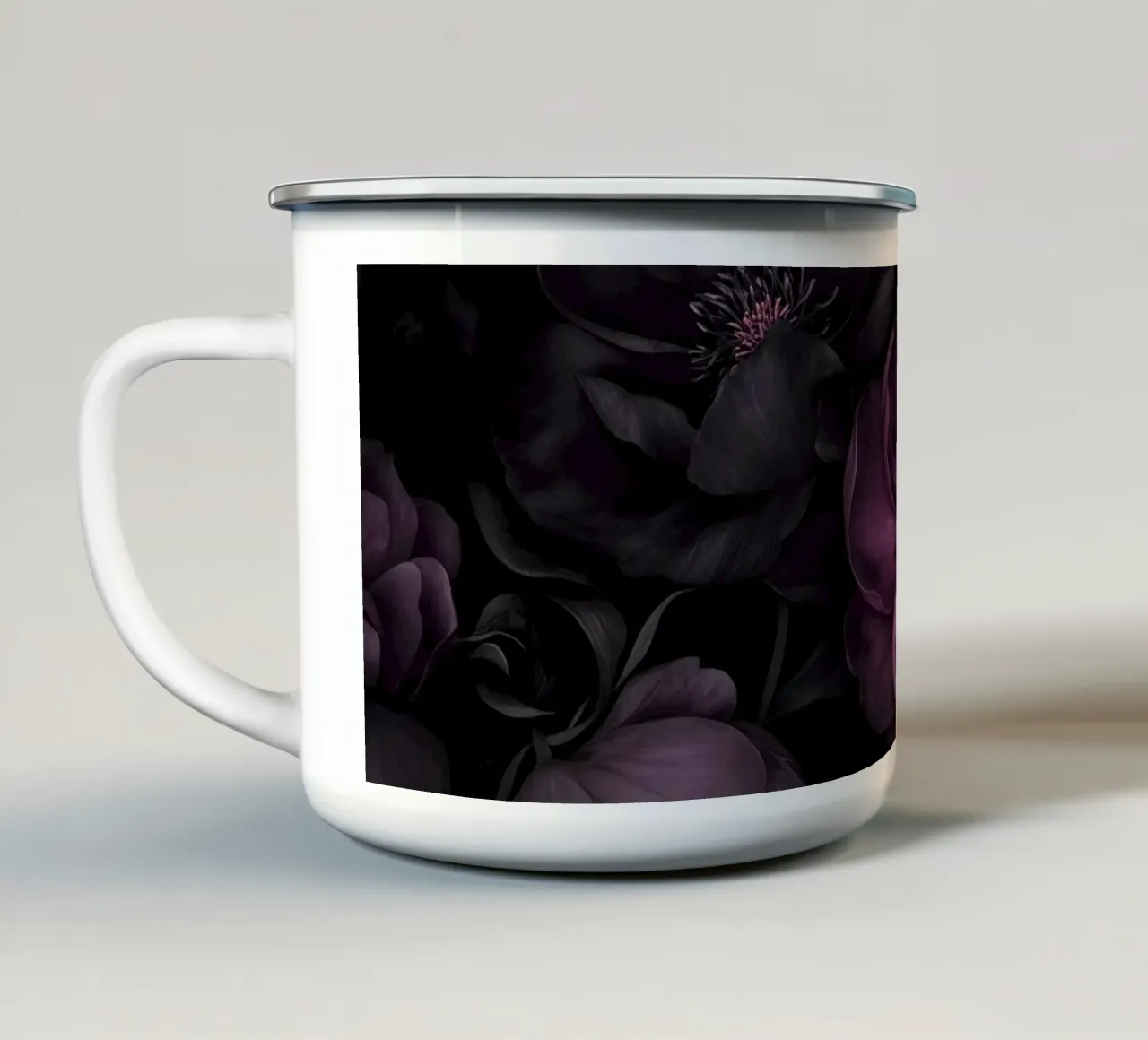Rosa fucsia malva Opulento Giardino Gotico Grandeur tazza in smalto da Andrea Haase Floral Passion