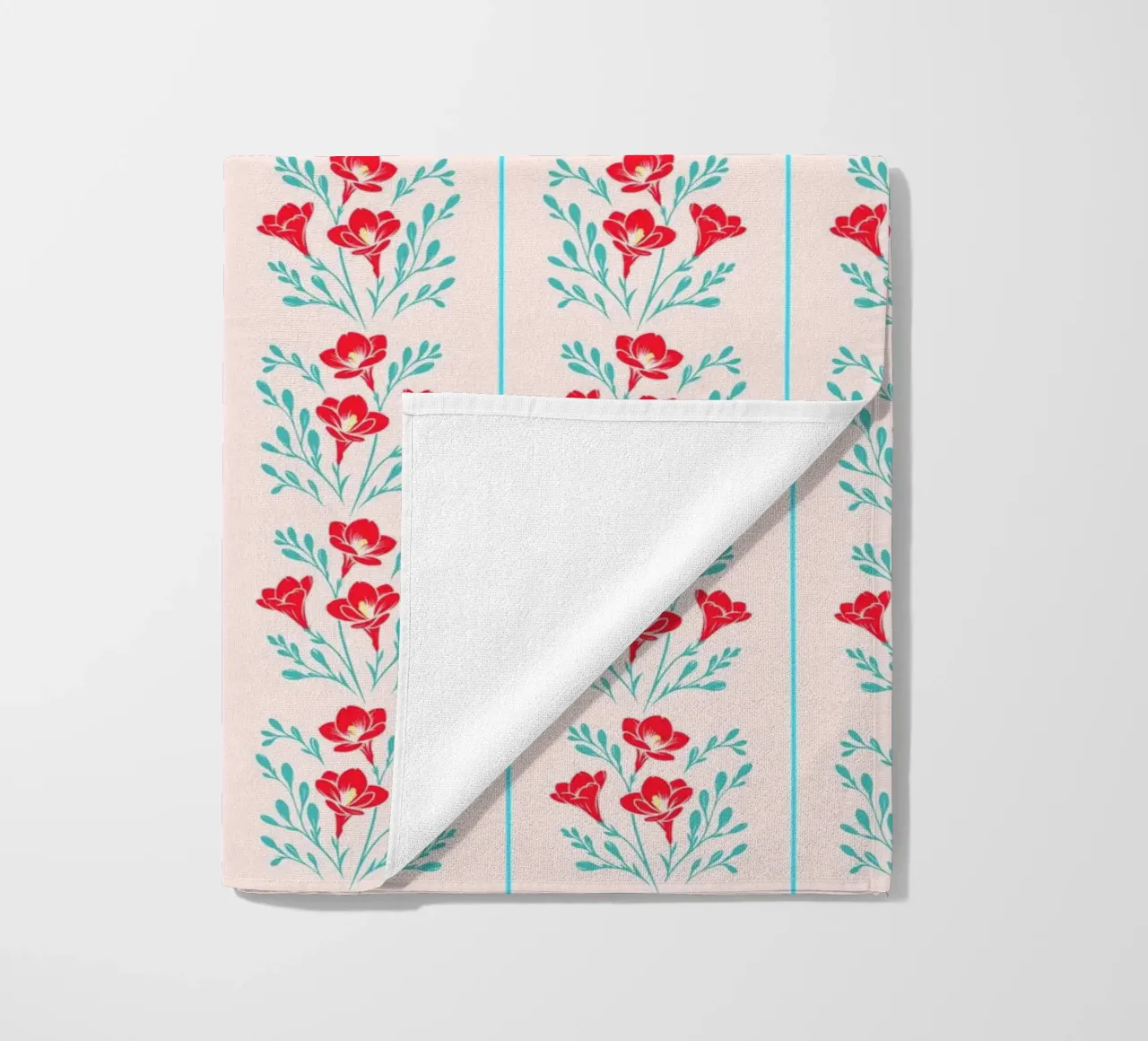 Freesia Stripes Rouge et Pêche serviette de plage de SilverPegasus