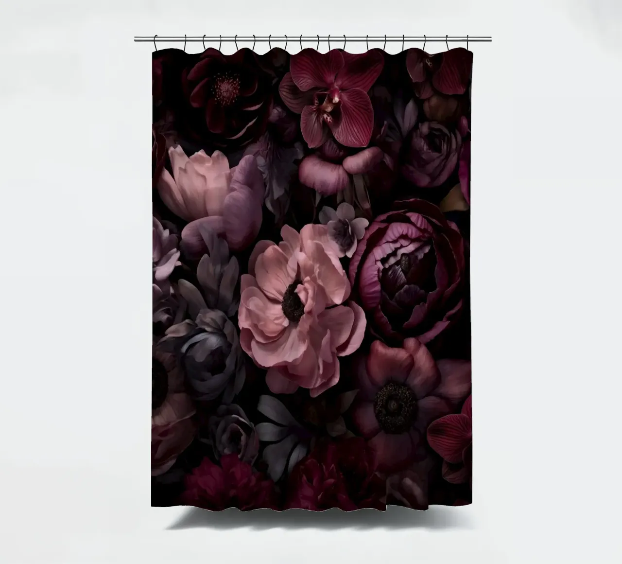 Fiori lussureggianti e lunatici Baroque Grandeur Rosa malva tenda da doccia da Andrea Haase Floral Passion
