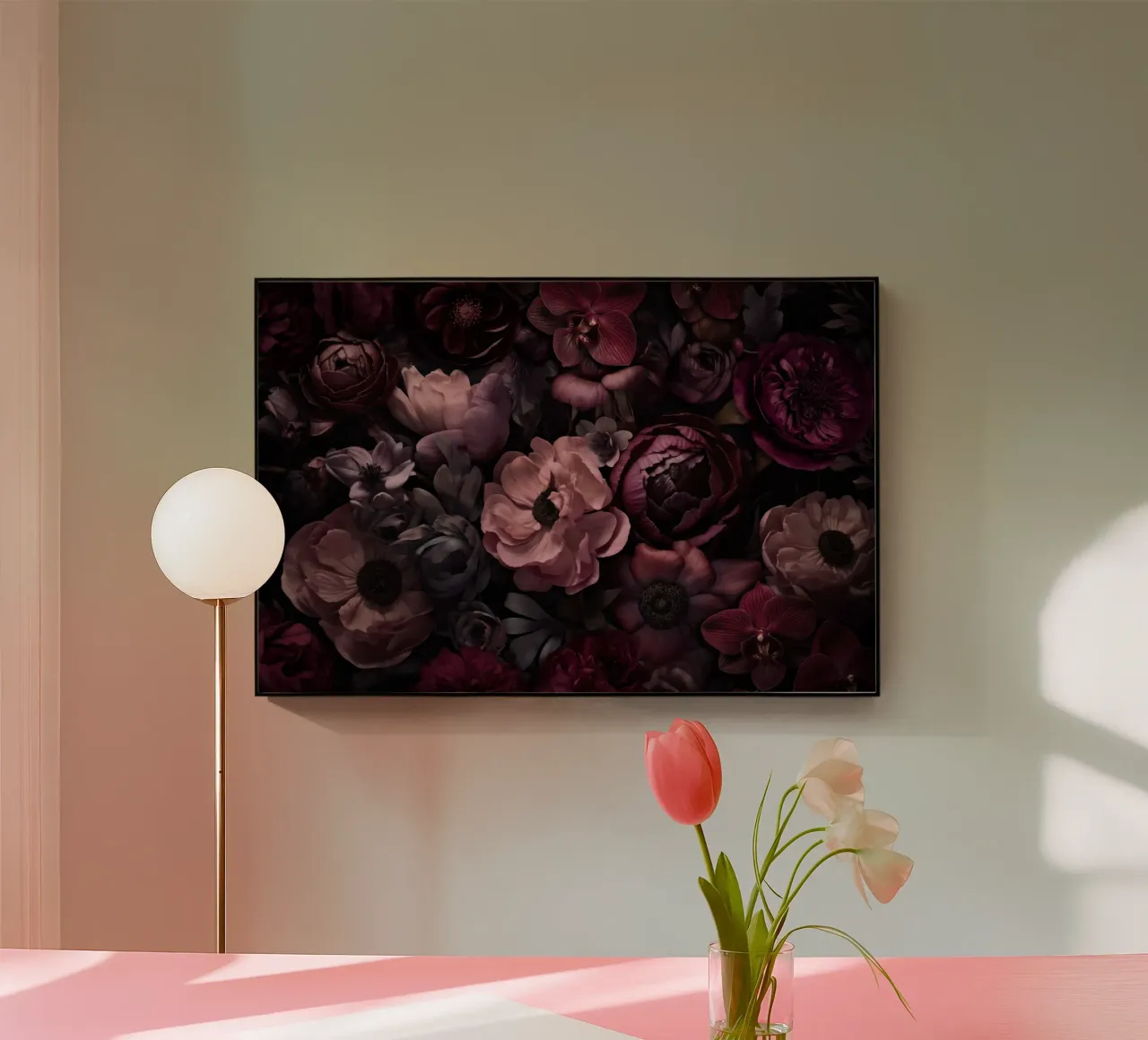 Fiori lussureggianti e lunatici Baroque Grandeur Rosa malva plexiglass da Andrea Haase Floral Passion
