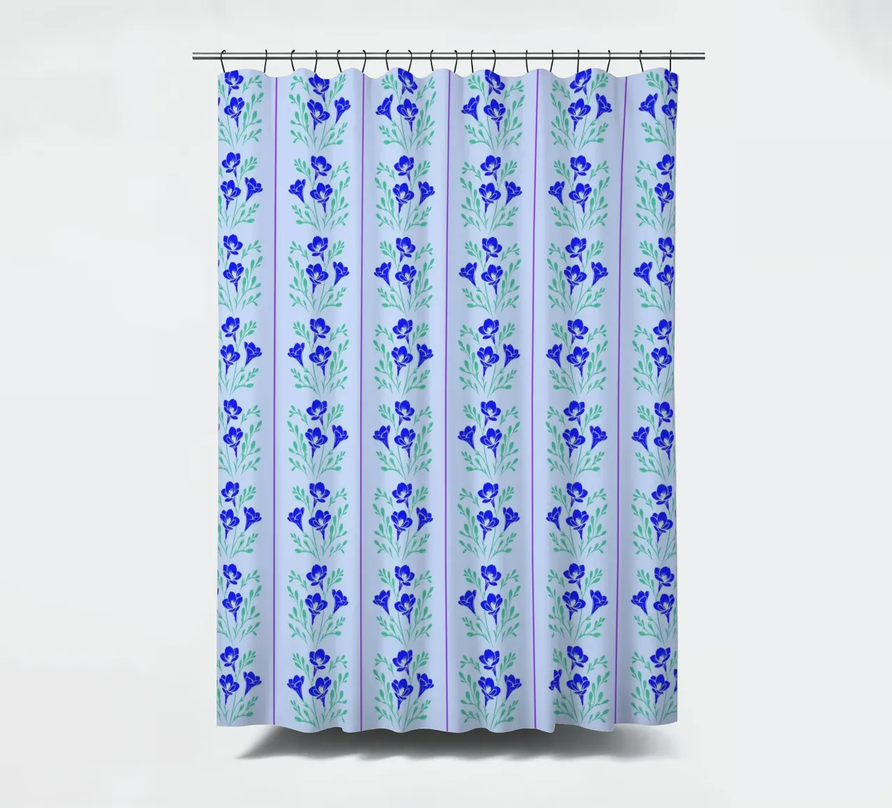 Freesia rayé bleu et vert rideau de douche de SilverPegasus