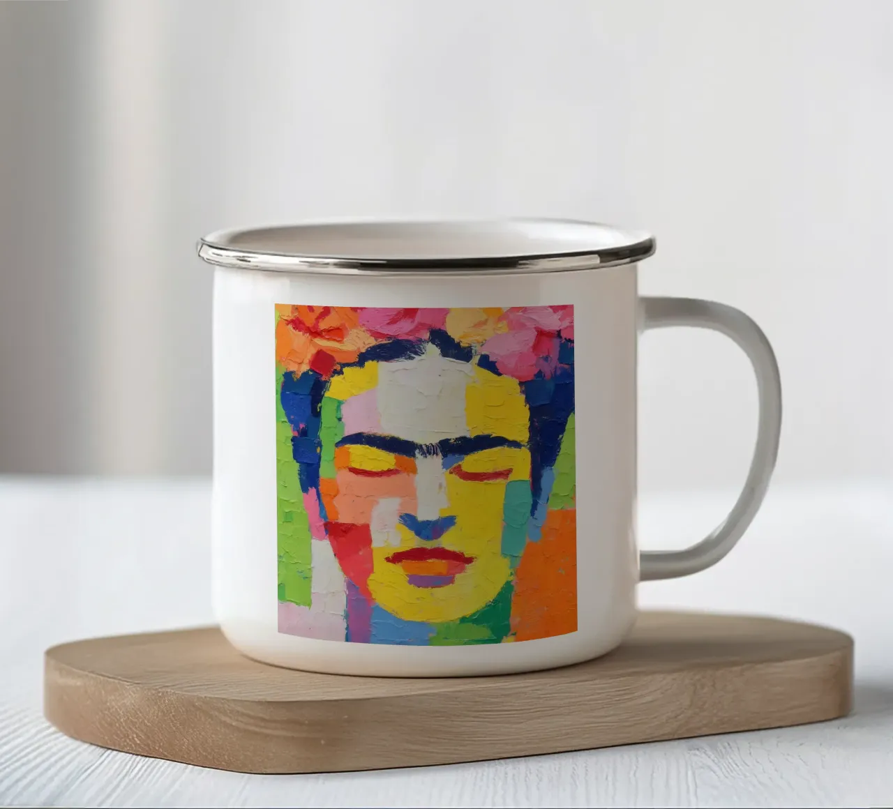 Frida Kahlo geometrica tazza in smalto da La Collagerie