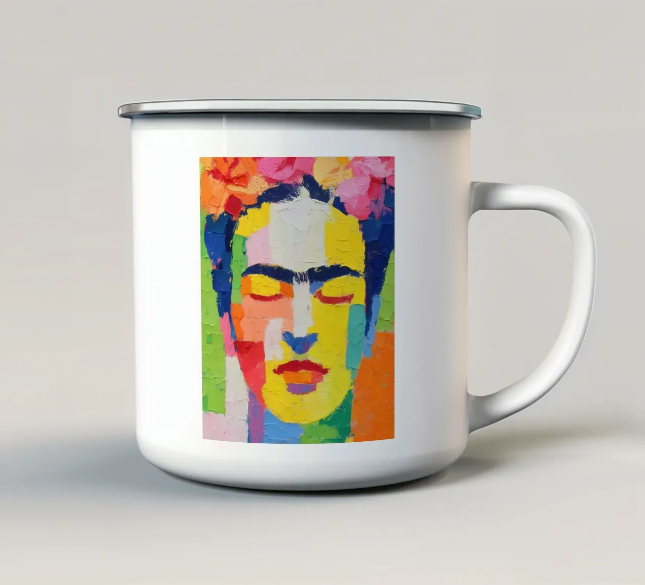 Frida Kahlo geometrica tazza in smalto da La Collagerie