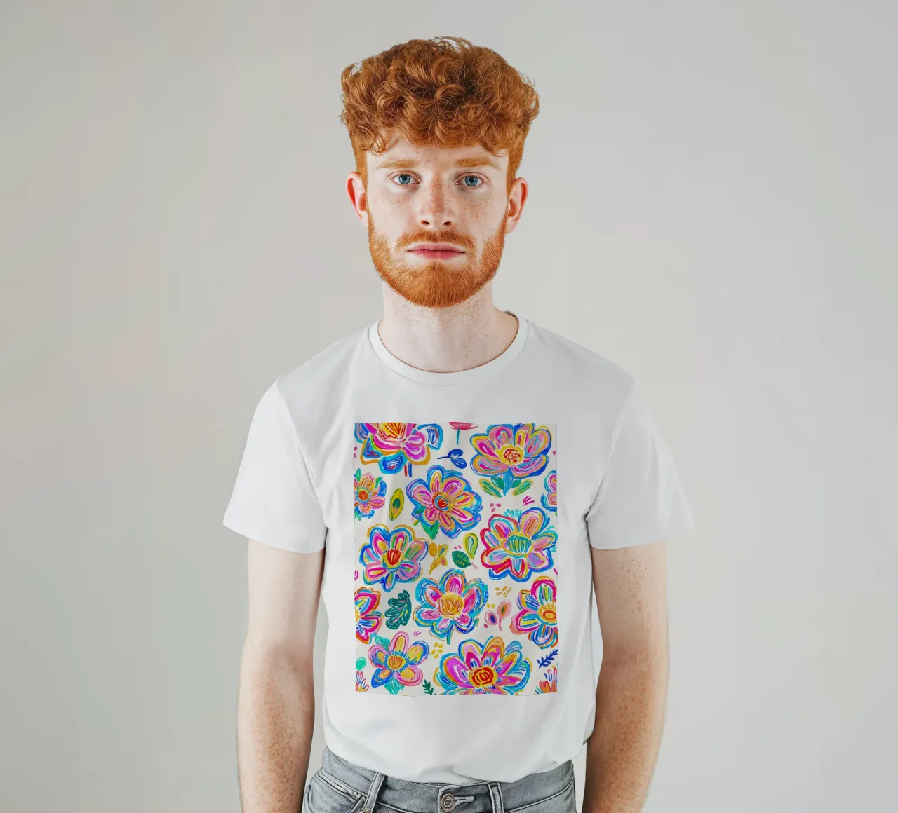 Groovy Bold Pop Art Doodle Summer Flowers Multicolore t-shirt da Andrea Haase Modern Home