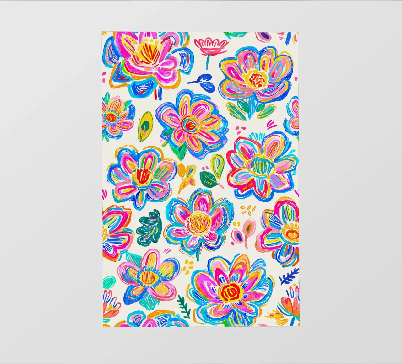 Groovy Bold Pop Art Doodle Summer Flowers Multicolore telo in pvc da Andrea Haase Modern Home