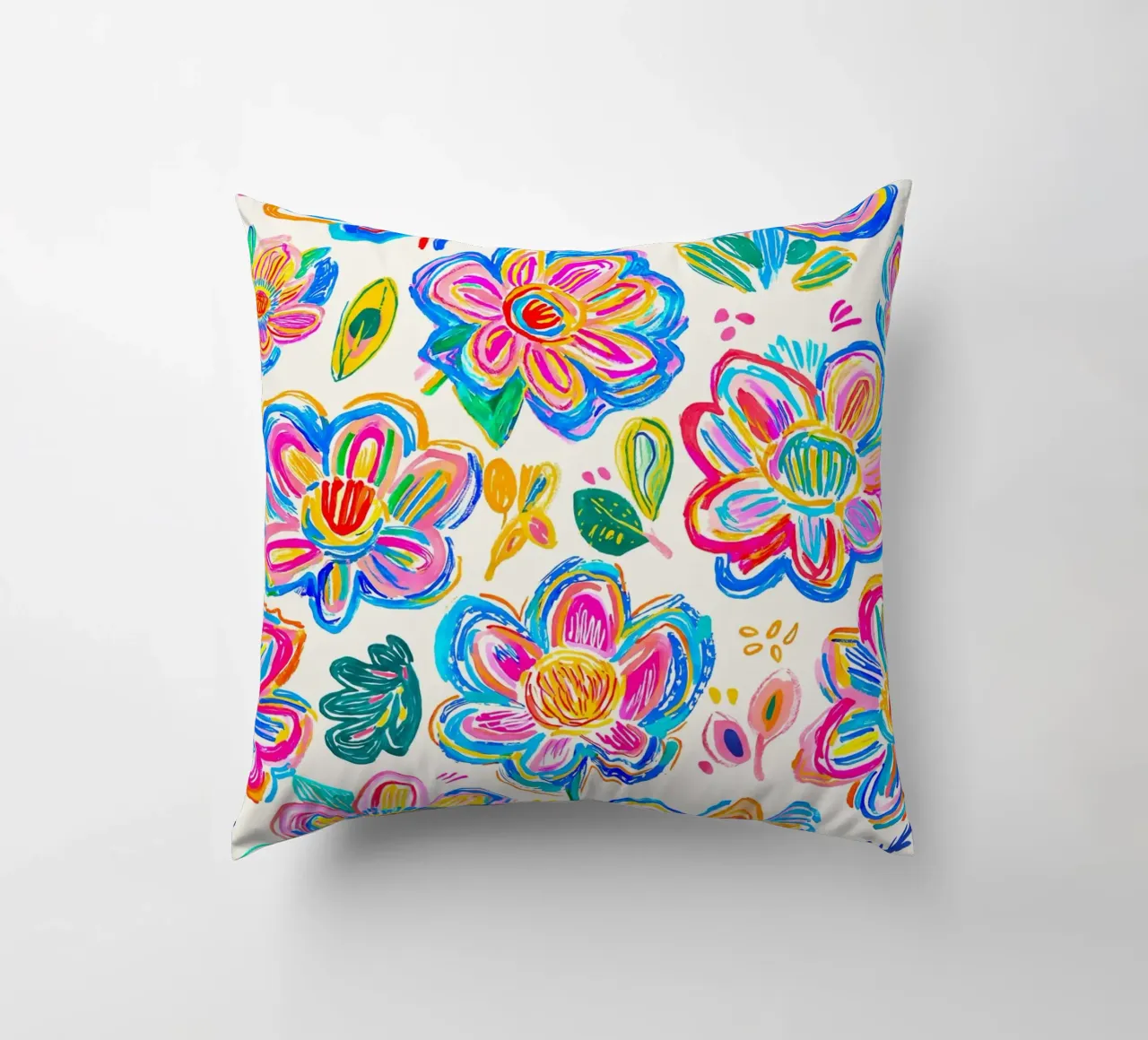 Groovy Bold Pop Art Doodle Summer Flowers Multicolore cuscino da Andrea Haase Modern Home