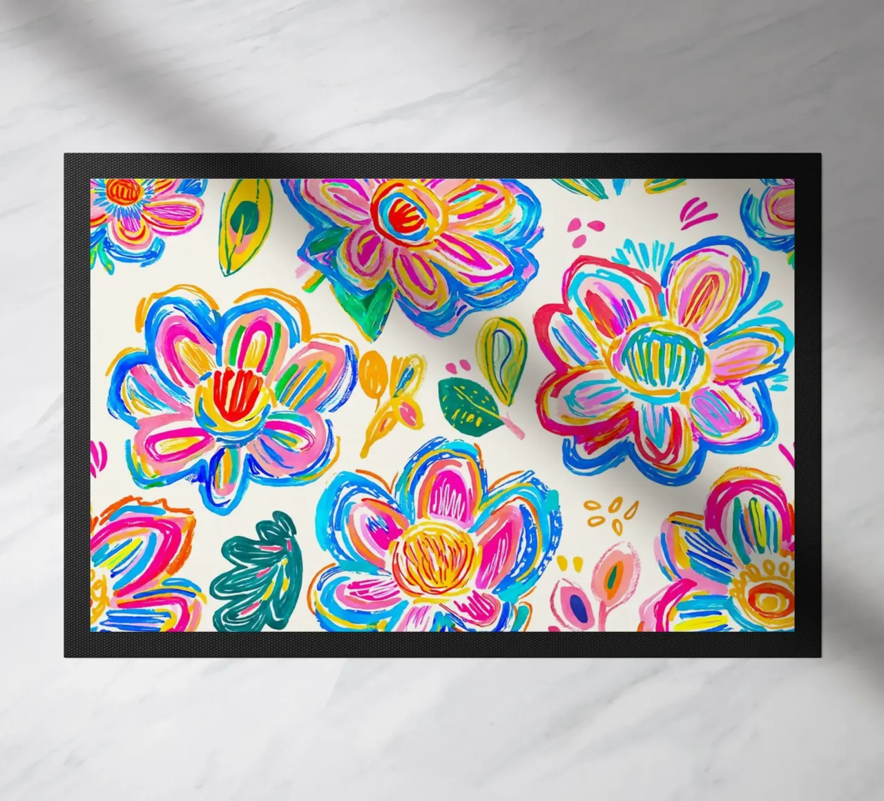 Groovy Bold Pop Art Doodle Summer Flowers Multicolore zerbino da Andrea Haase Modern Home