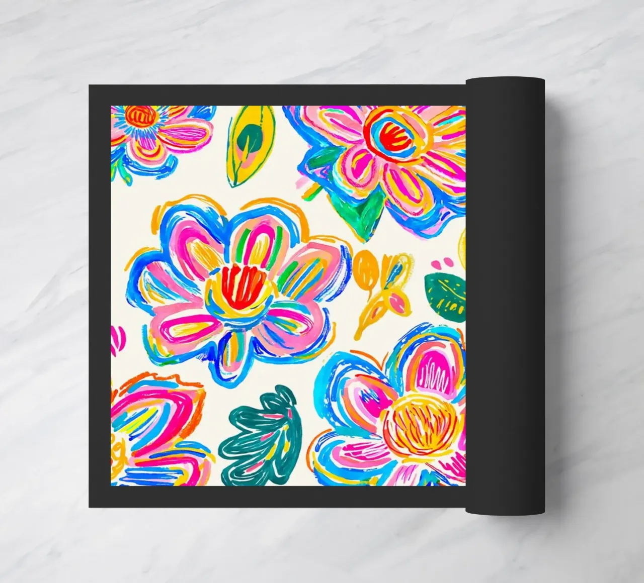 Groovy Bold Pop Art Doodle Summer Flowers Multicolore zerbino da Andrea Haase Modern Home
