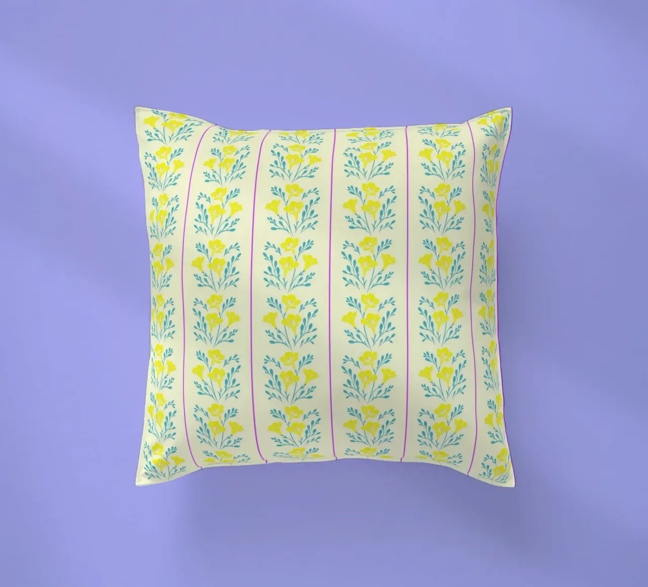 Freesia rayé jaune et rose coussin de SilverPegasus