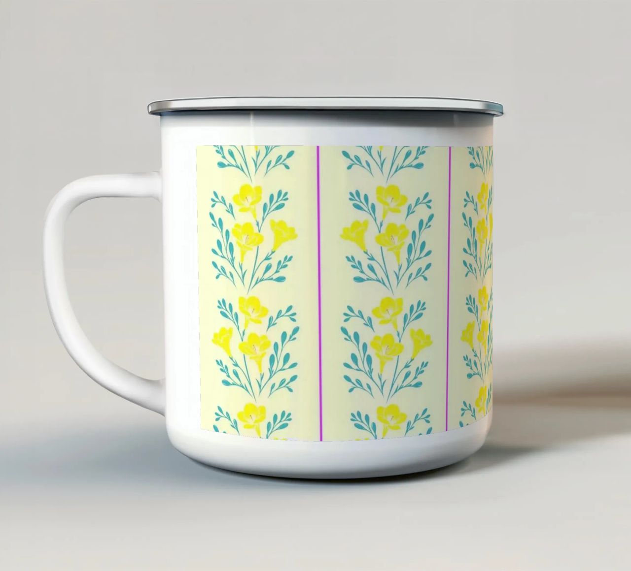 Fresia a strisce giallo e rosa tazza in smalto da SilverPegasus