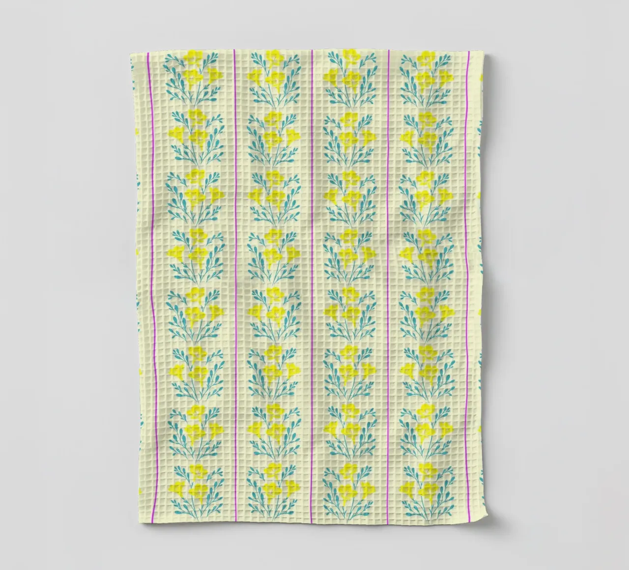 Freesia rayé jaune et rose torchon de SilverPegasus