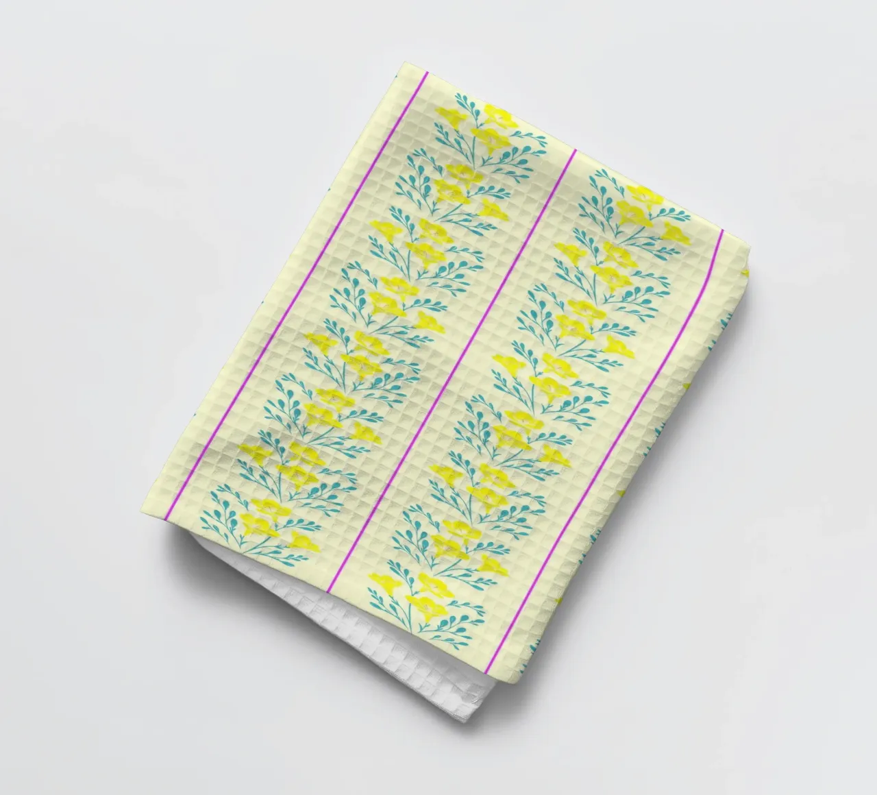 Freesia rayé jaune et rose torchon de SilverPegasus