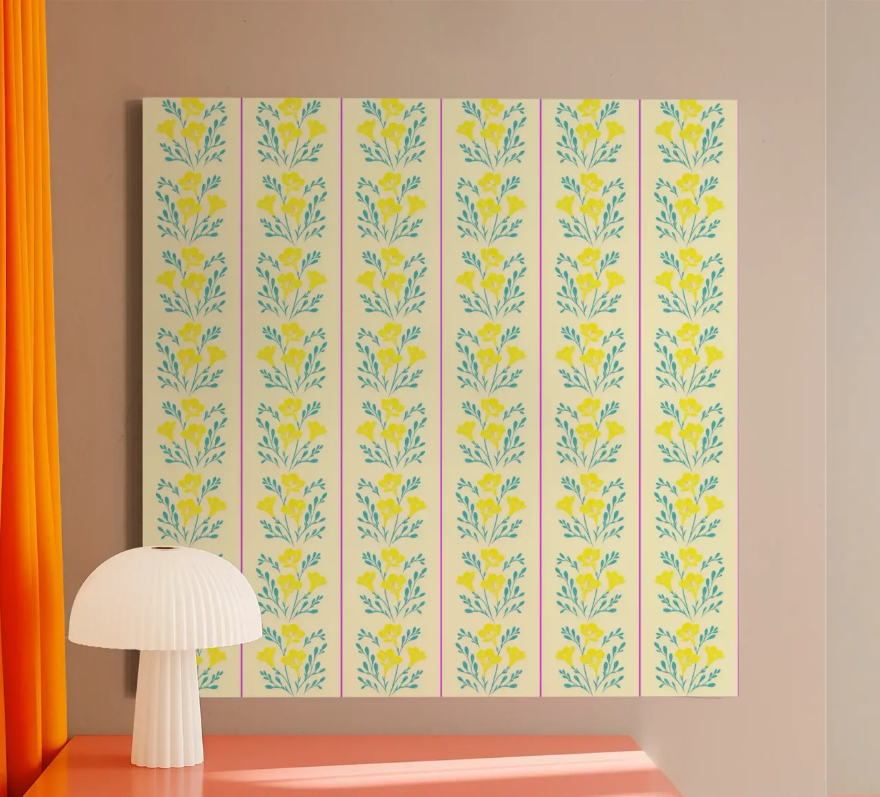 Freesia rayé jaune et rose toile de SilverPegasus