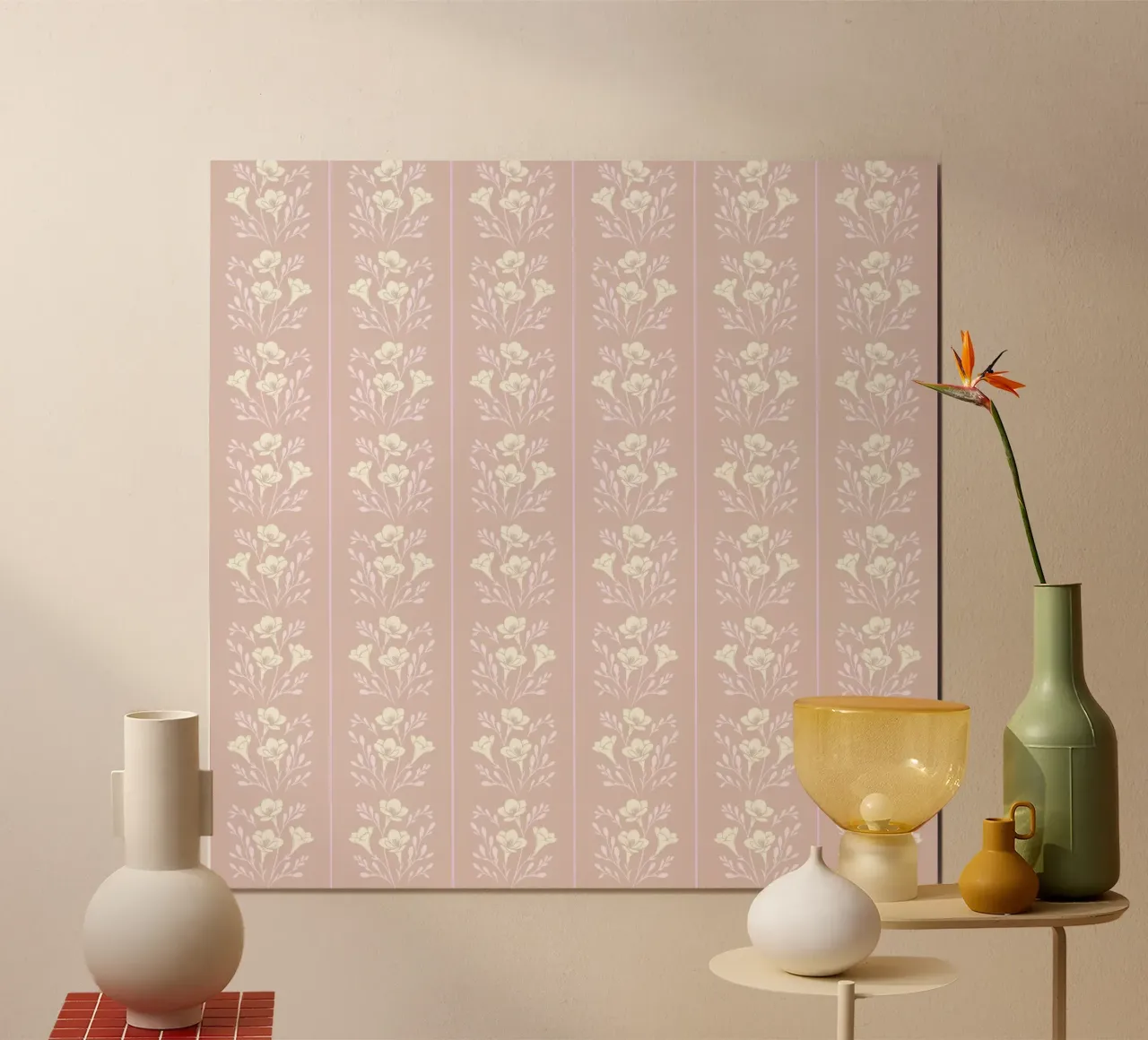 Rayures Freesia Jaune Rose Taupe hahnemühle de SilverPegasus