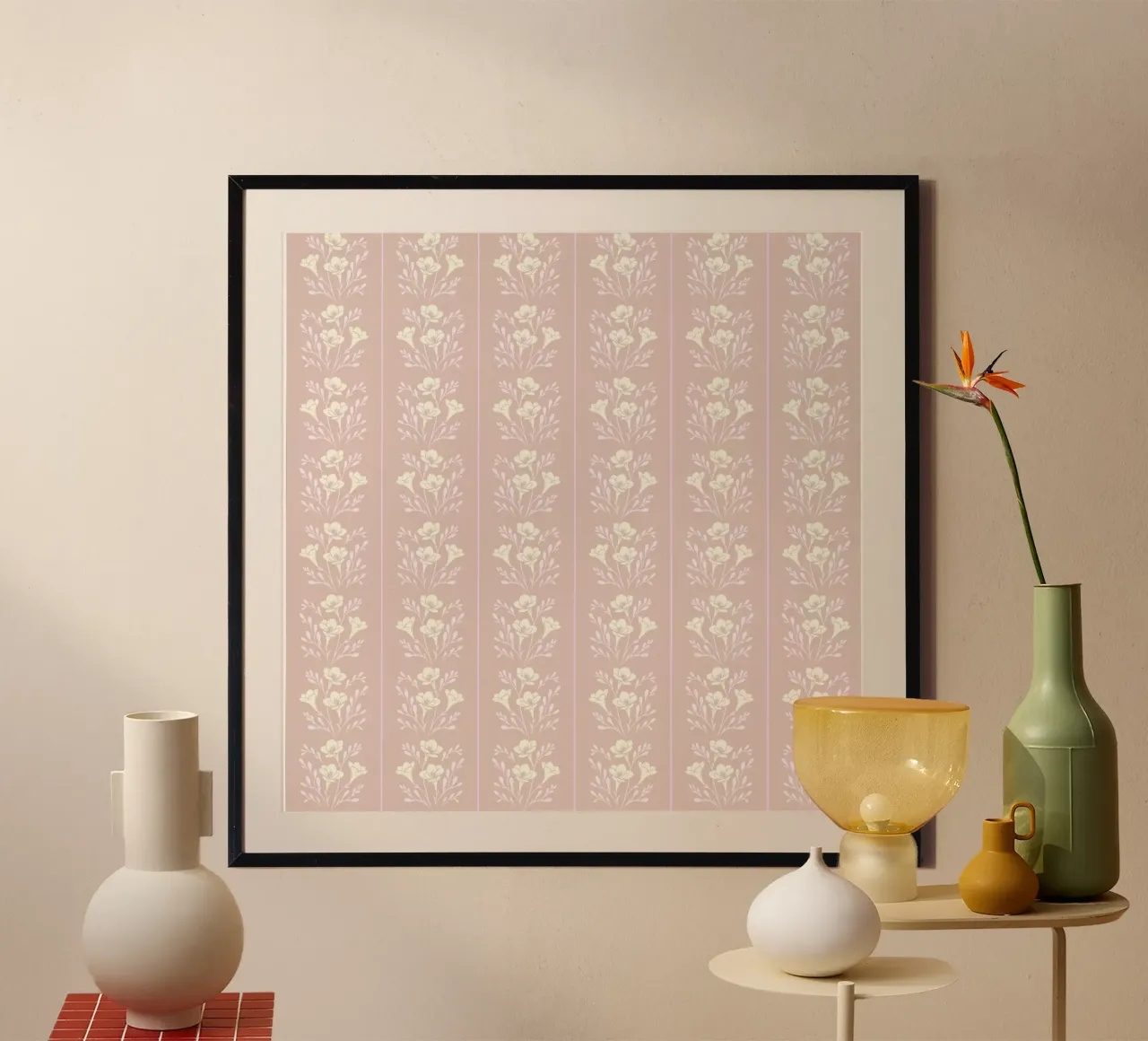 Rayures Freesia Jaune Rose Taupe hahnemühle de SilverPegasus