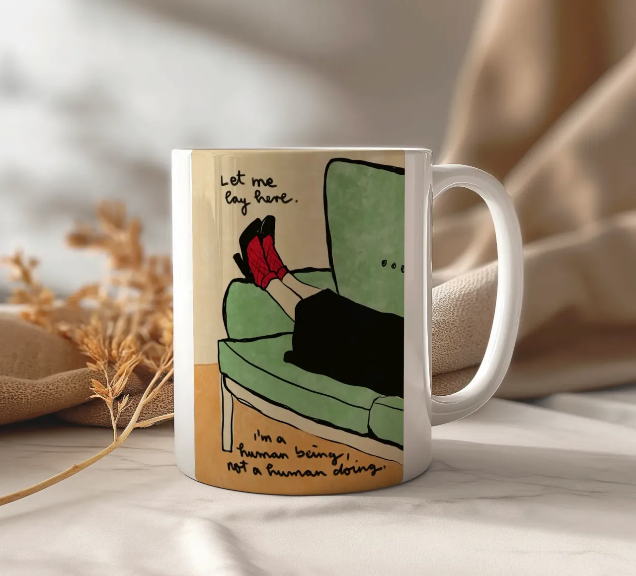 Human Being not a Human Doing tazza in ceramica da Illustration Raissa Oltmanns