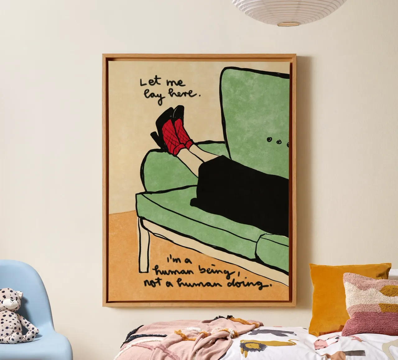 Human Being not a Human Doing tela con Cornice a cassetta da Illustration Raissa Oltmanns