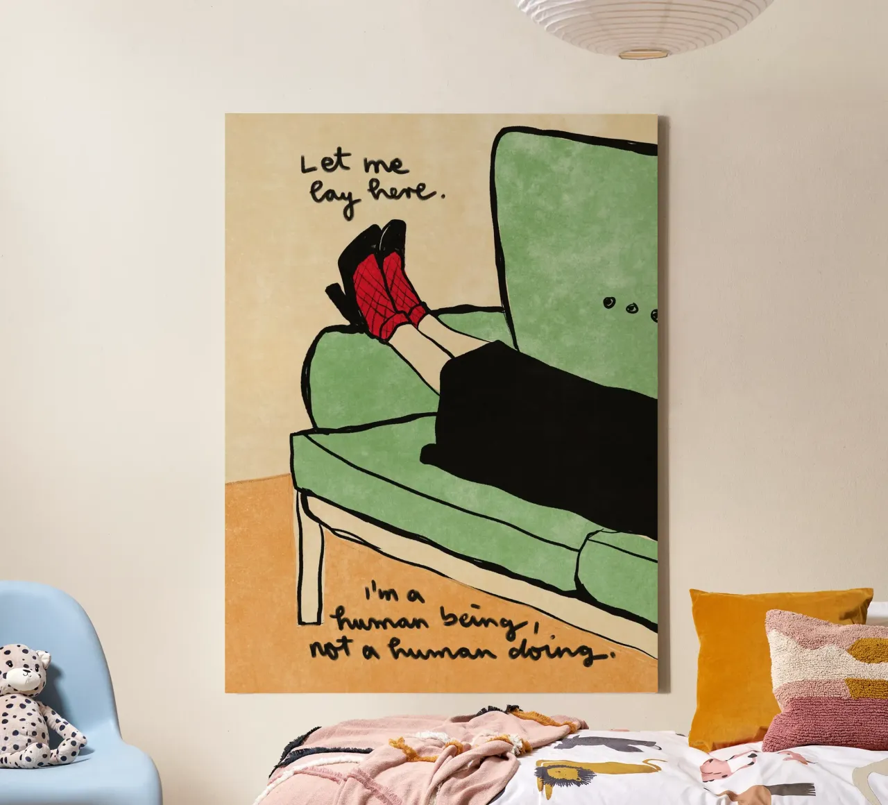 Human Being not a Human Doing tela con Cornice a cassetta da Illustration Raissa Oltmanns