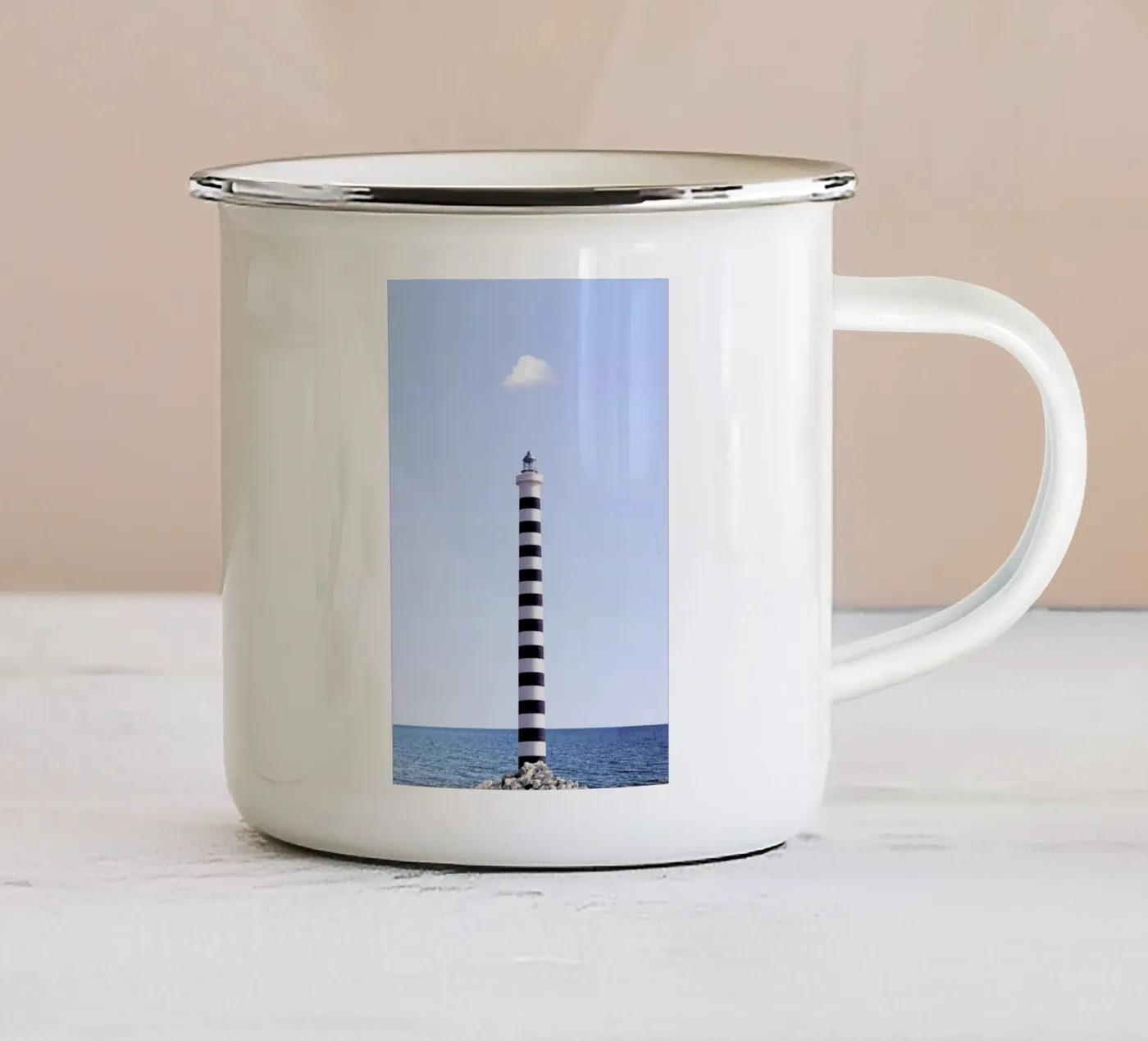 Lighthouse enamel mug by Rupert Höller