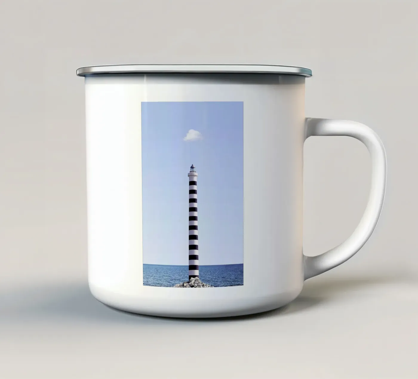 Lighthouse enamel mug by Rupert Höller