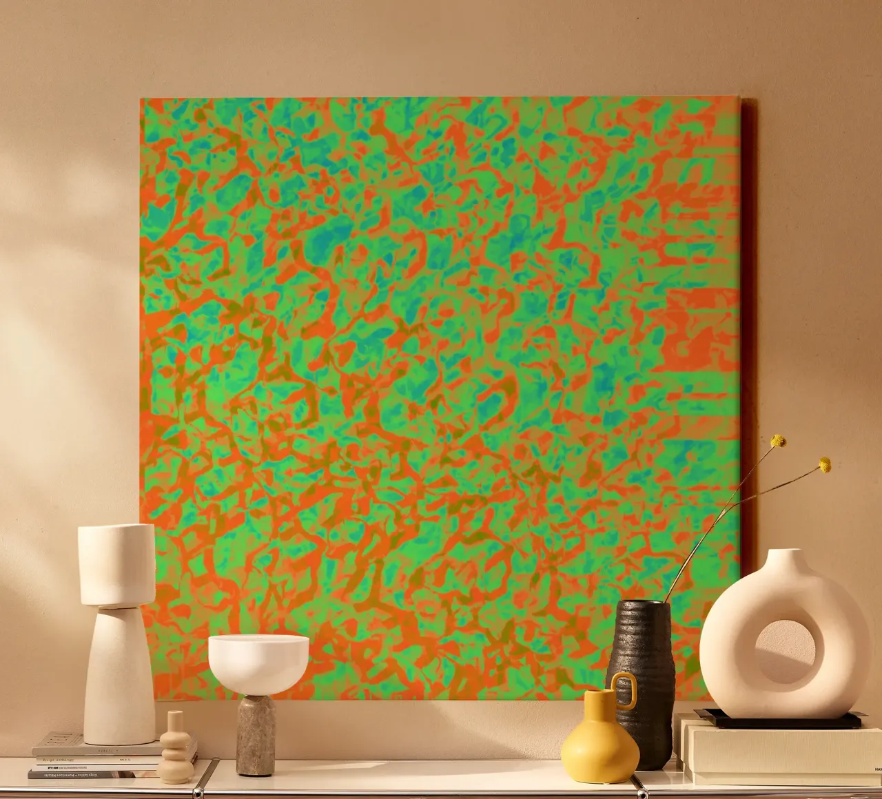 Crystal_Sheet_Green_XRP tela con Cornice a cassetta da Crypto_Jungle