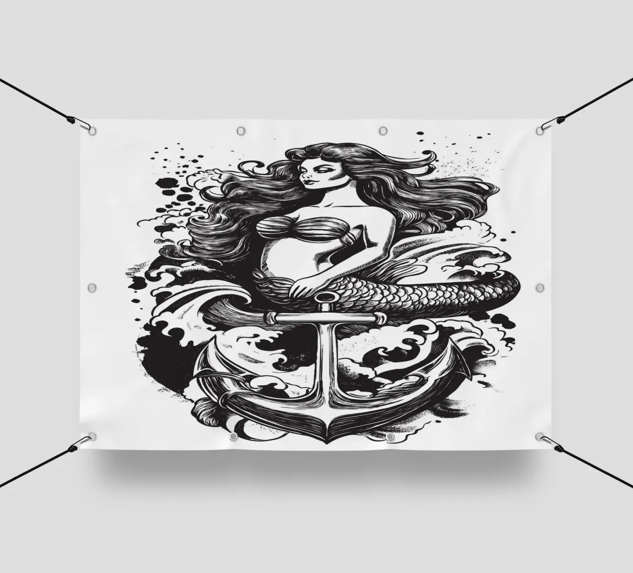 Sirena con ancora telo in pvc da pixelbull - medieval art and more