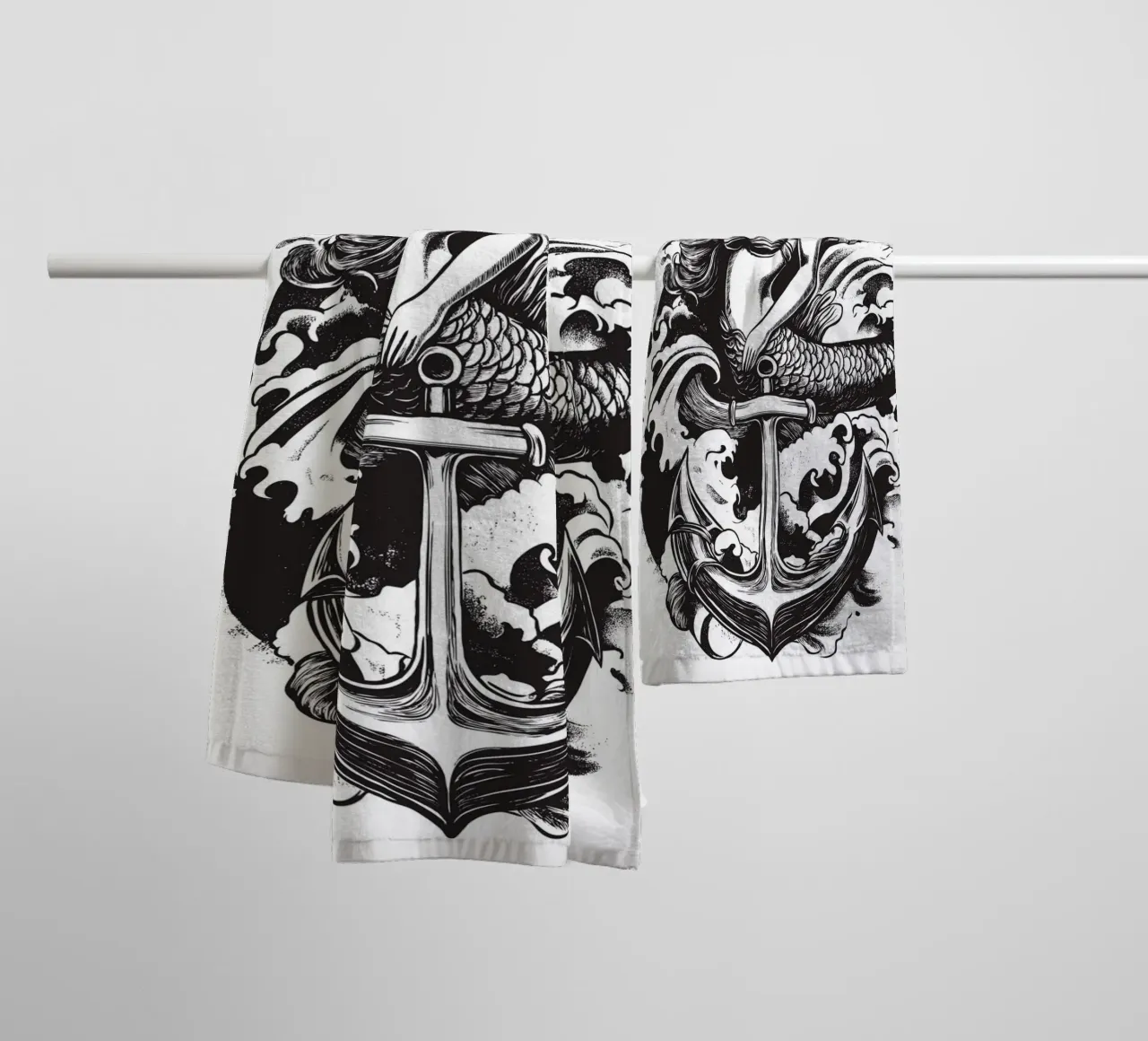Sirena con ancora asciugamano da bagno da pixelbull - medieval art and more
